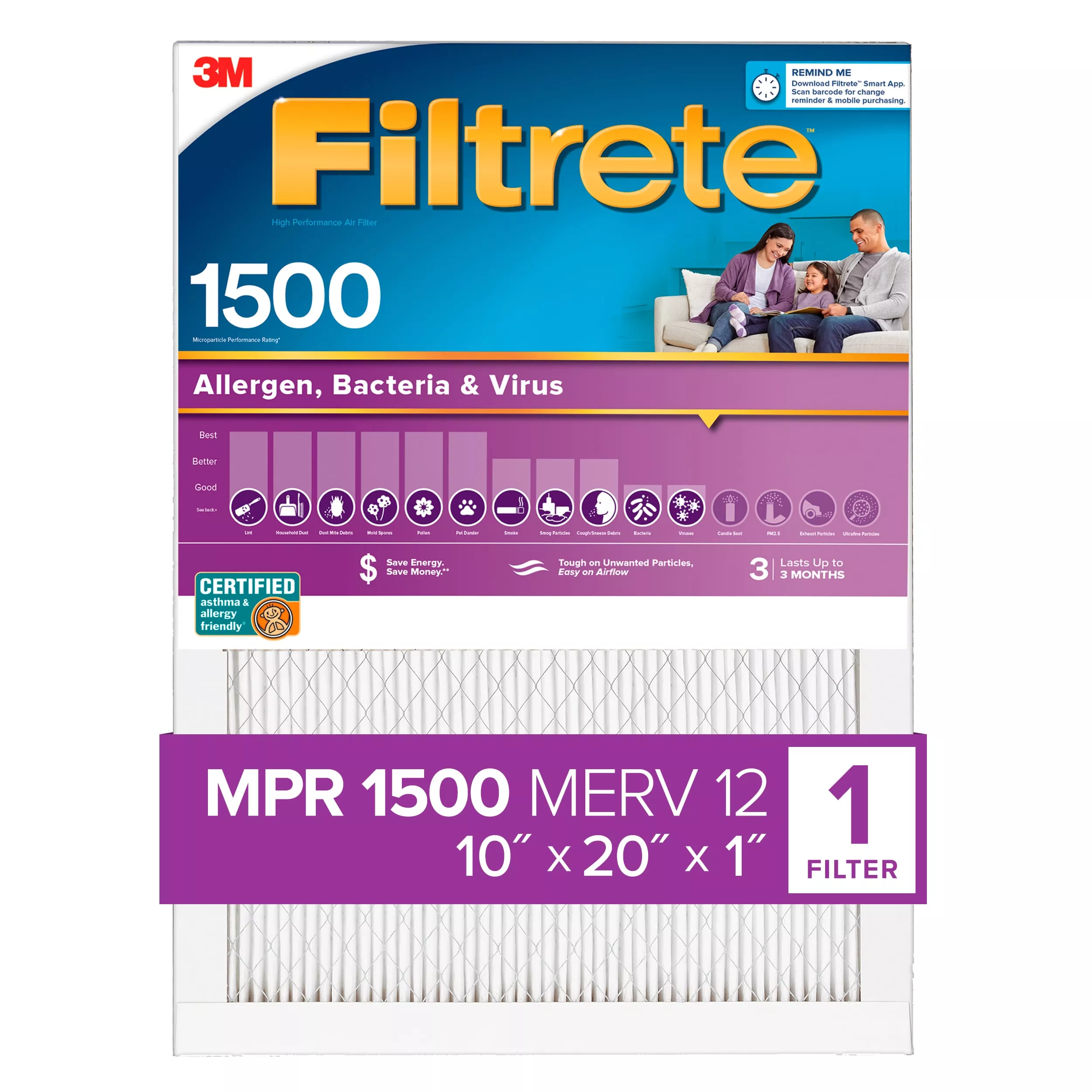 SKU 7100264581 | Filtrete™ High Performance Air Filter 1500 MPR 2007DC-4