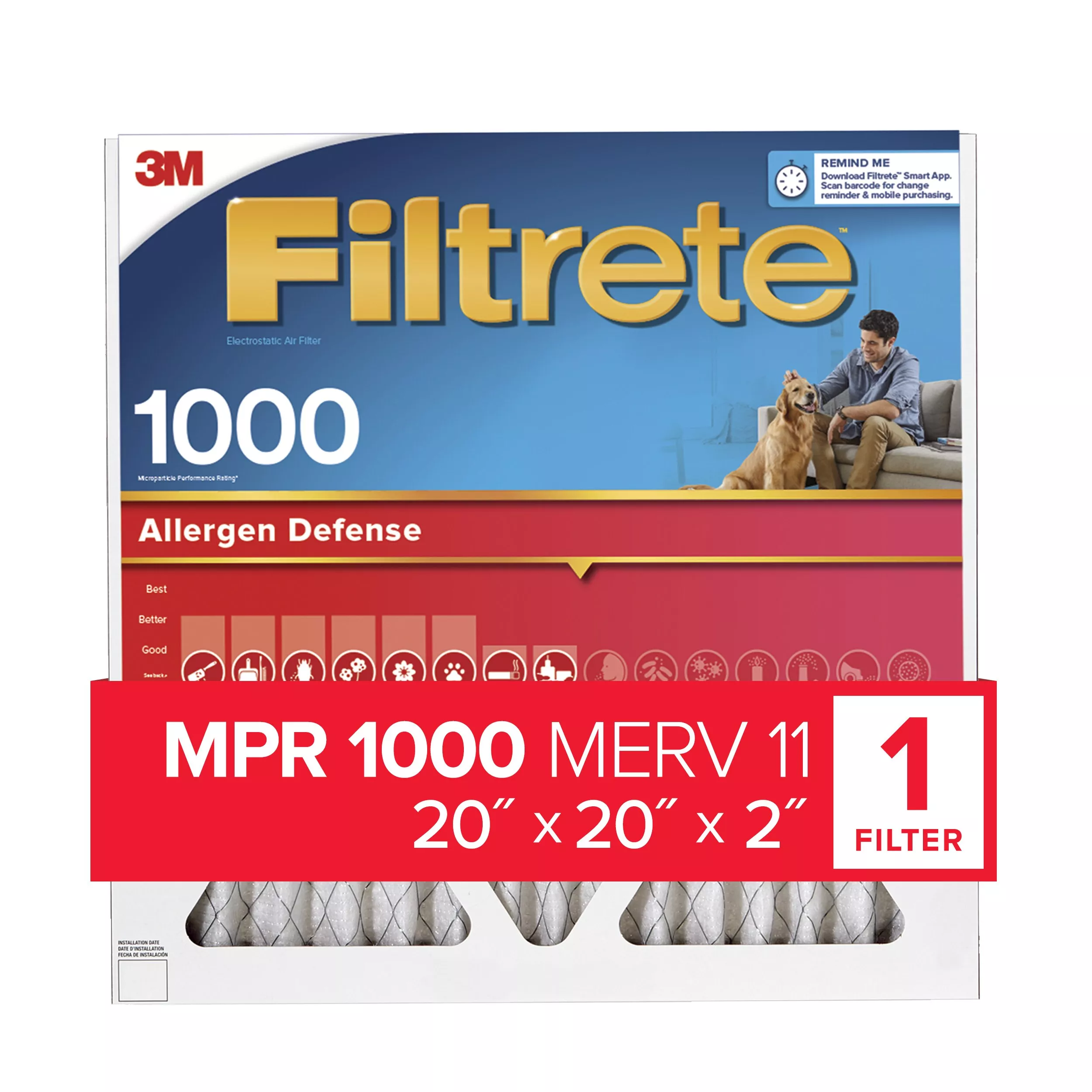 SKU 7100269512 | Filtrete™ Electrostatic Air Filter 1000 MPR NADP02-2IN-4