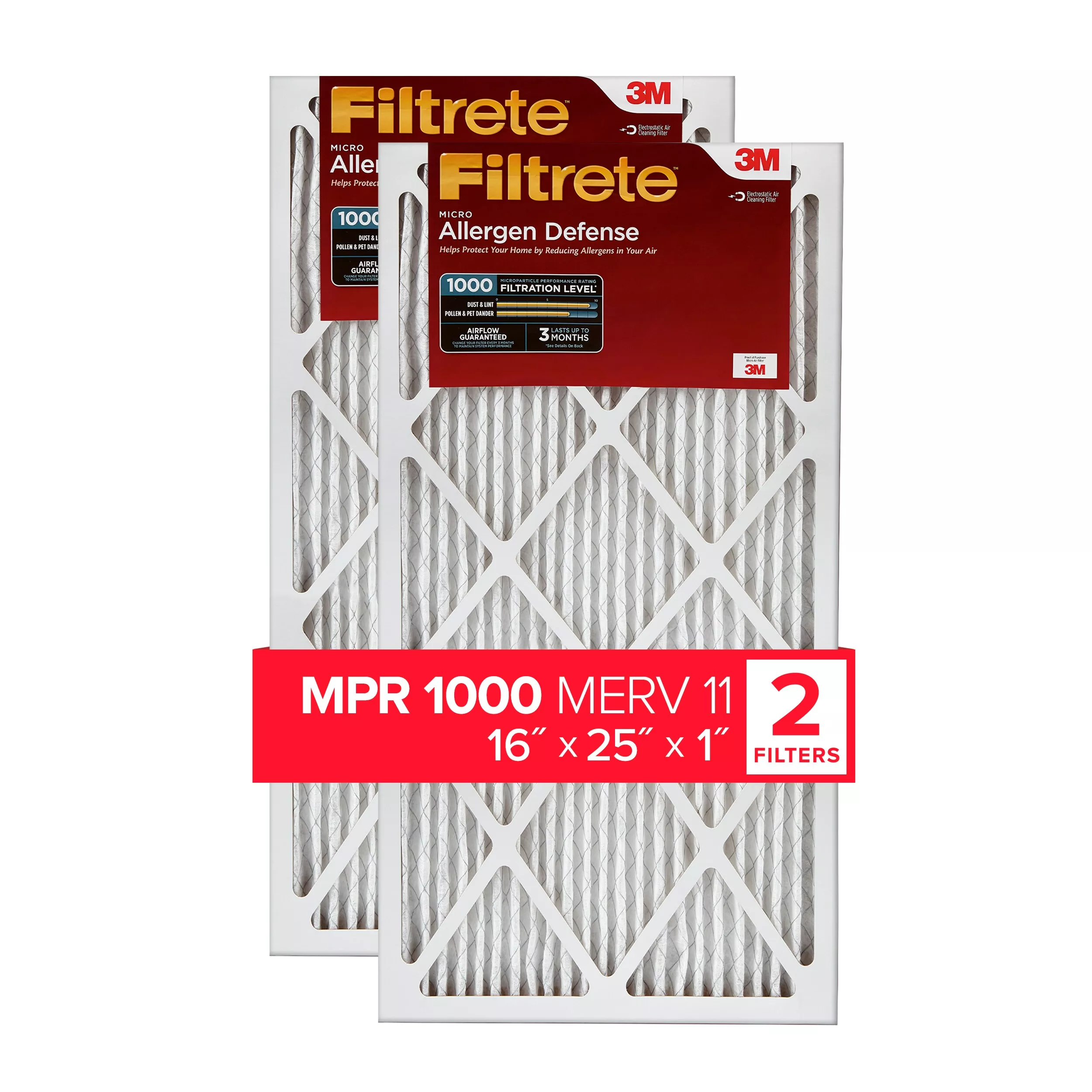 SKU 7100243962 | Filtrete™ Electrostatic Air Filter 1000 MPR AD01-2PK-1E