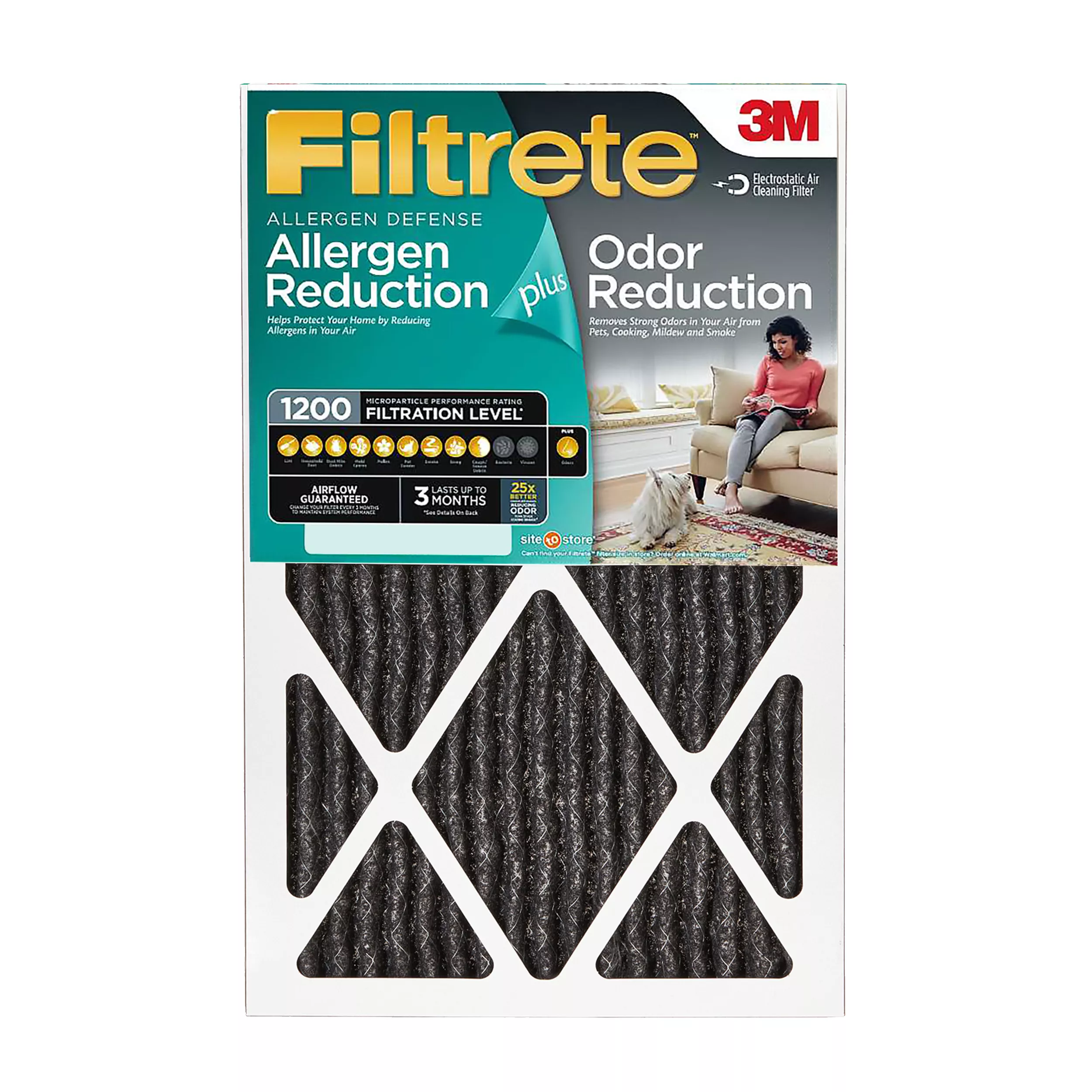 Filtrete™ Home Odor Reduction Filter HOME03-4, 20 in x 25 in x 1 in
(50,8 cm x 63,5 cm x 2,5 cm)