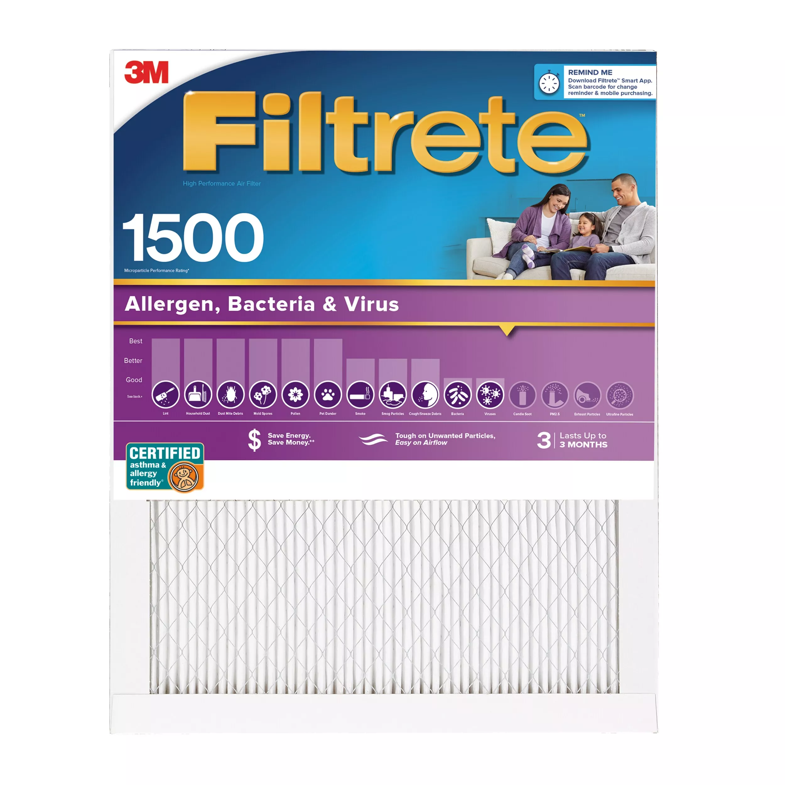 SKU 7100222947 | Filtrete™ High Performance Air Filter 1500 MPR 2005-4