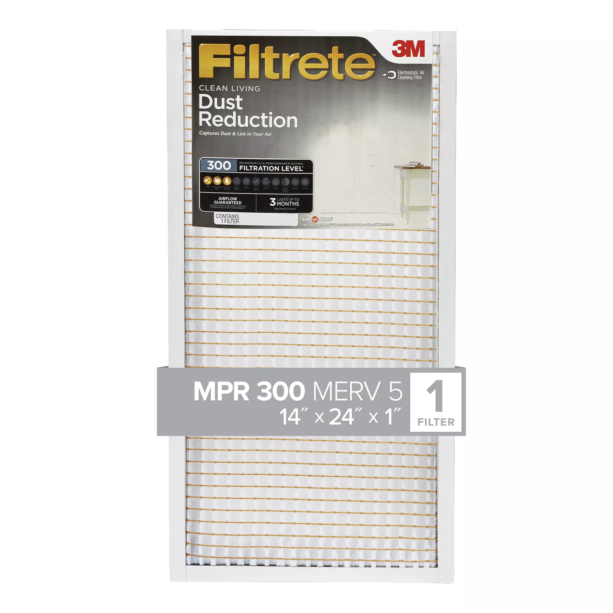 Filtrete™ Electrostatic Air Filter 300MPR 323DC-4, 14 in x 24 in x 1 in (35.5 cm x 60.9 cm x 2.5 cm)
