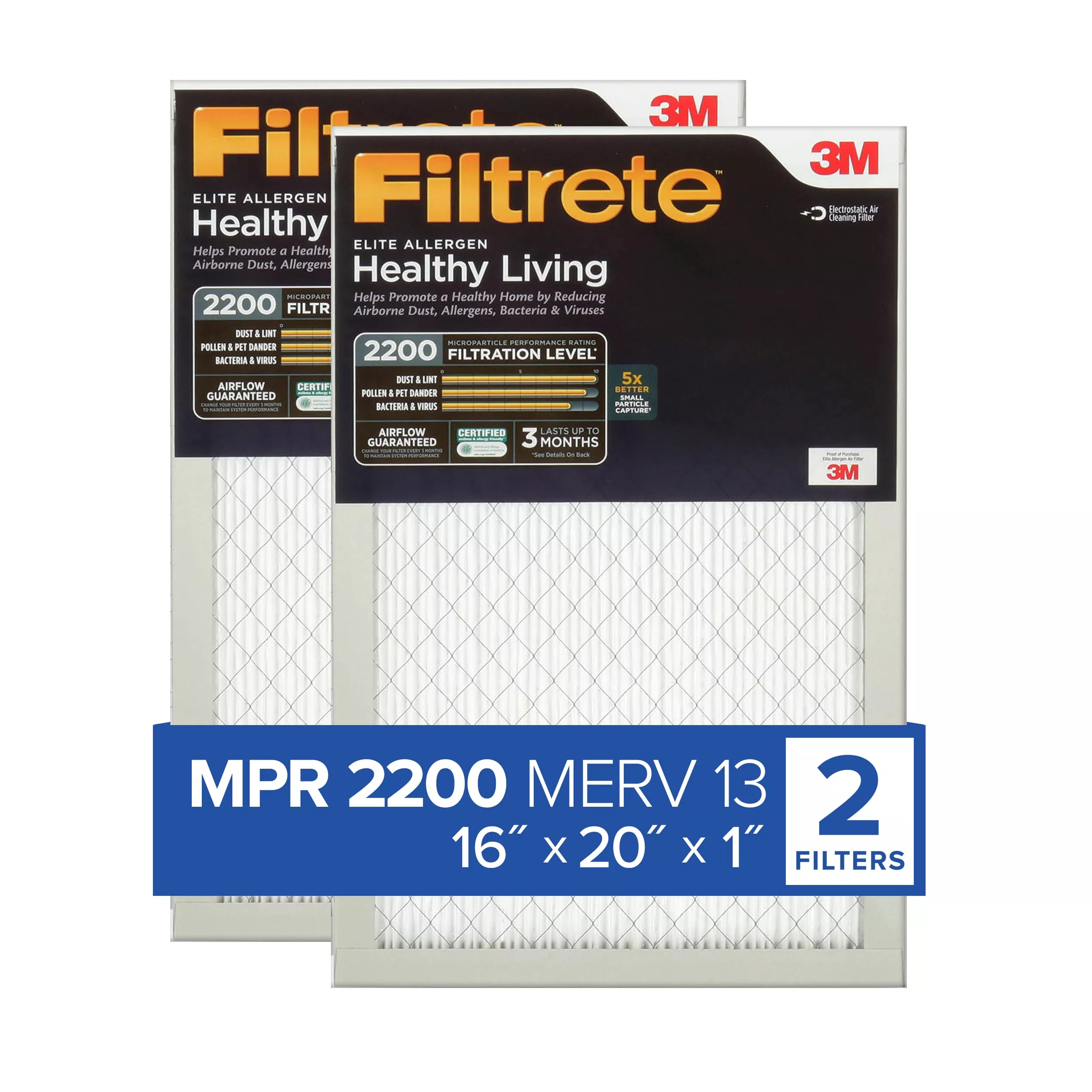SKU 7100098605 | Filtrete™ Elite Allergen Reduction Filter EA00-2PK-6E-NA