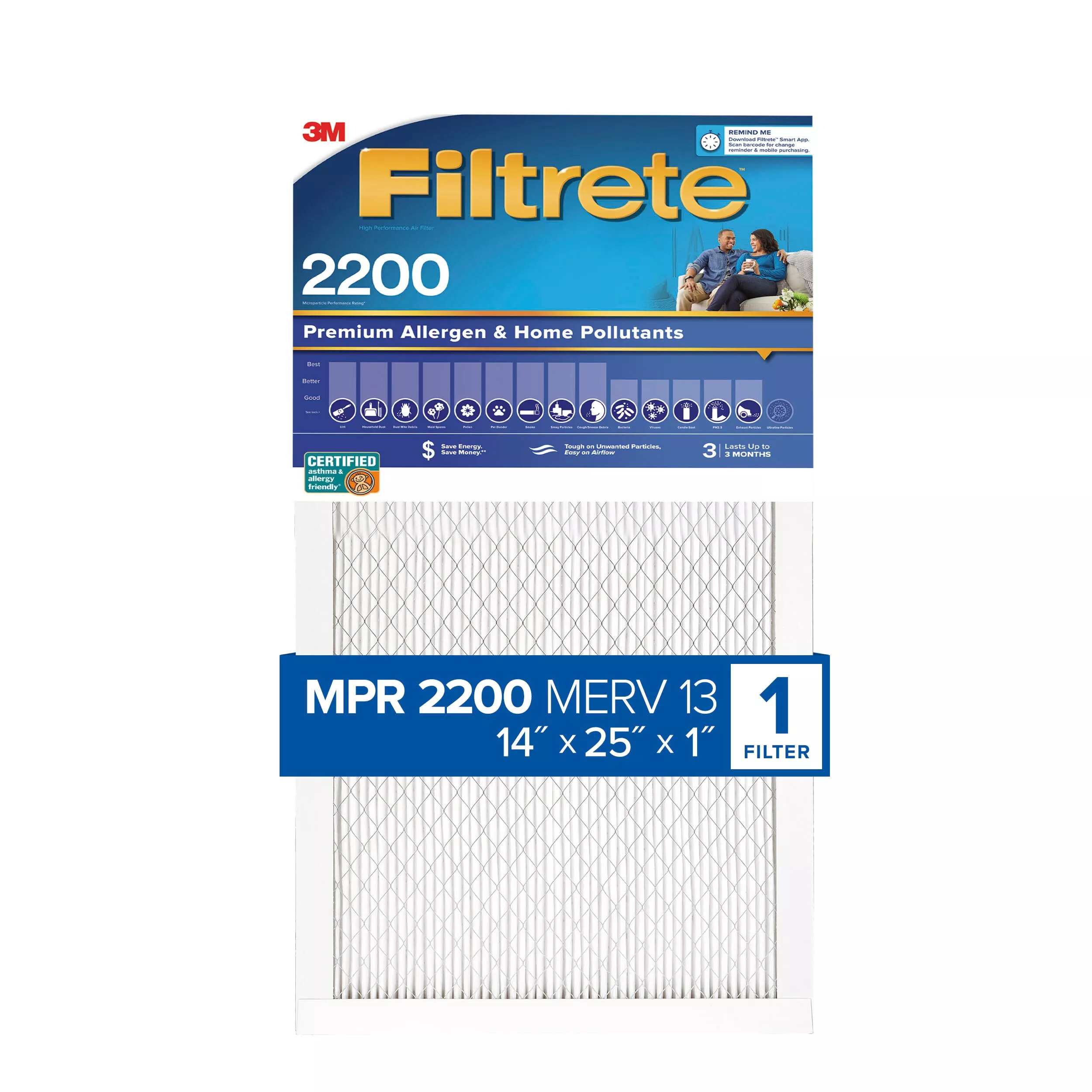 SKU 7100262895 | Filtrete™ High Performance Air Filter 2200 MPR EA04-4