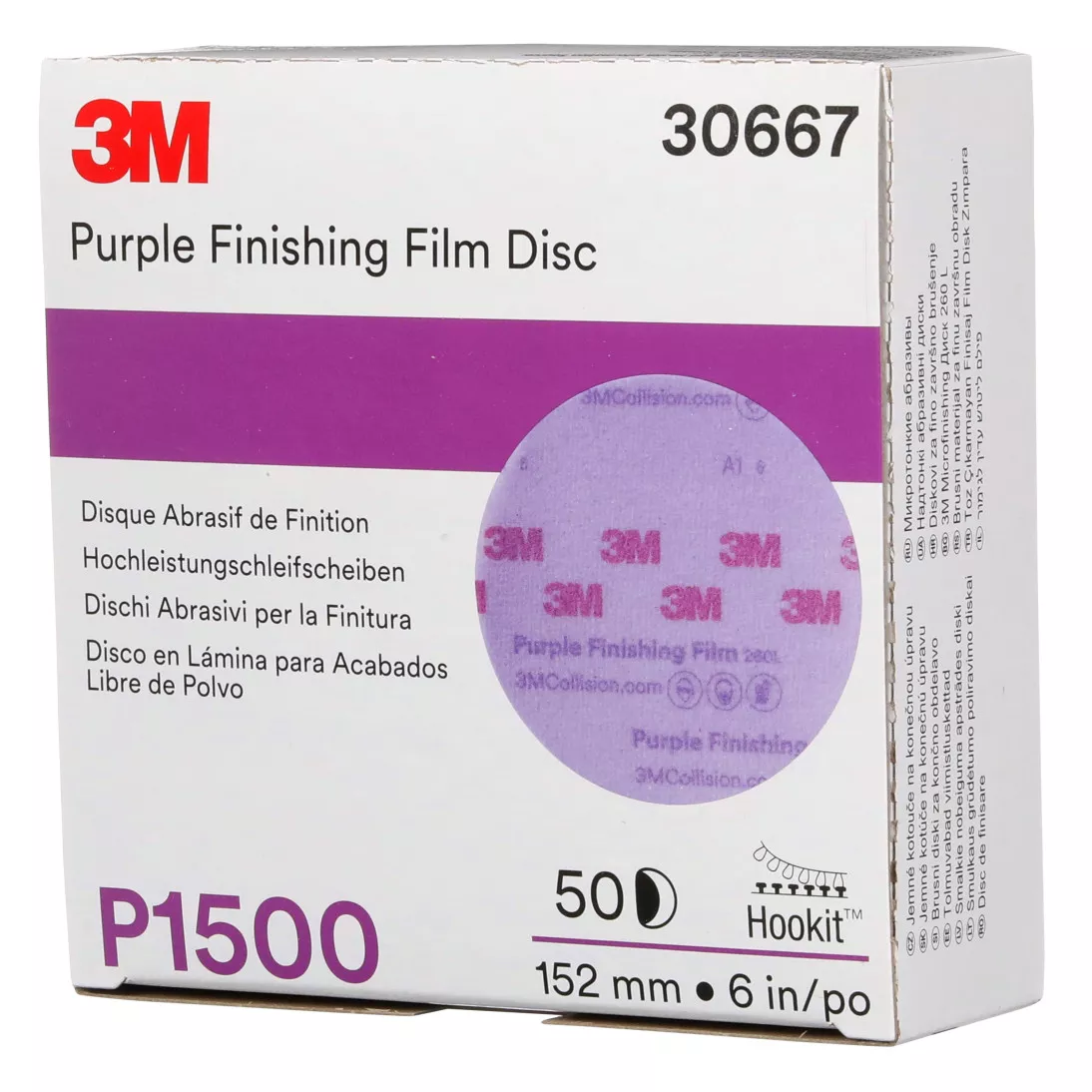 SKU 7100122795 | 3M™ Hookit™ Purple Finishing Film Abrasive Disc 260L