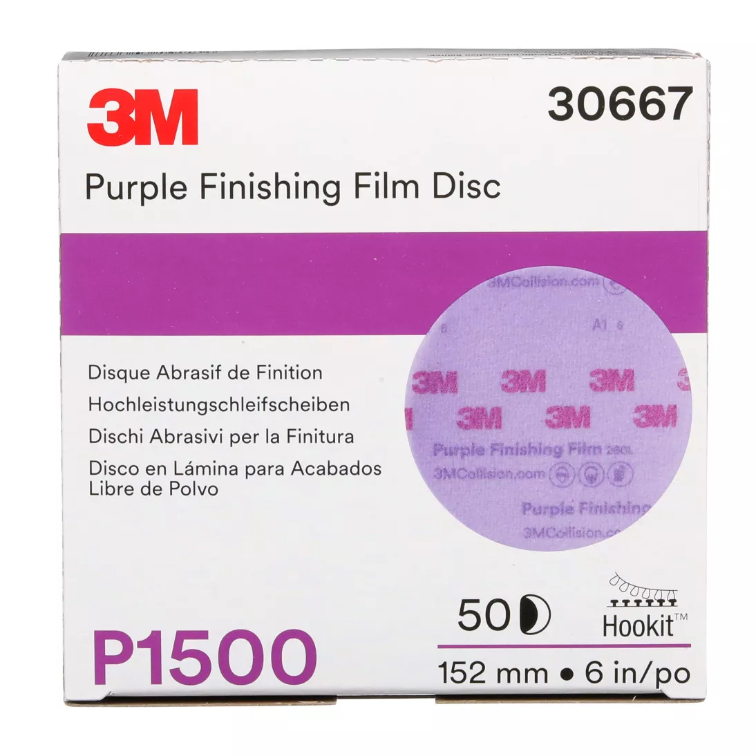 SKU 7100122795 | 3M™ Hookit™ Purple Finishing Film Abrasive Disc 260L