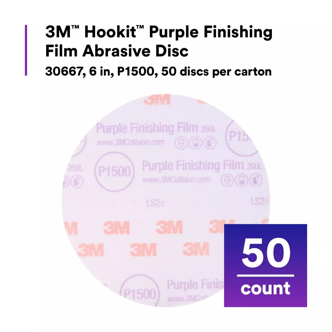 Product Number 260L | 3M™ Hookit™ Purple Finishing Film Abrasive Disc 260L