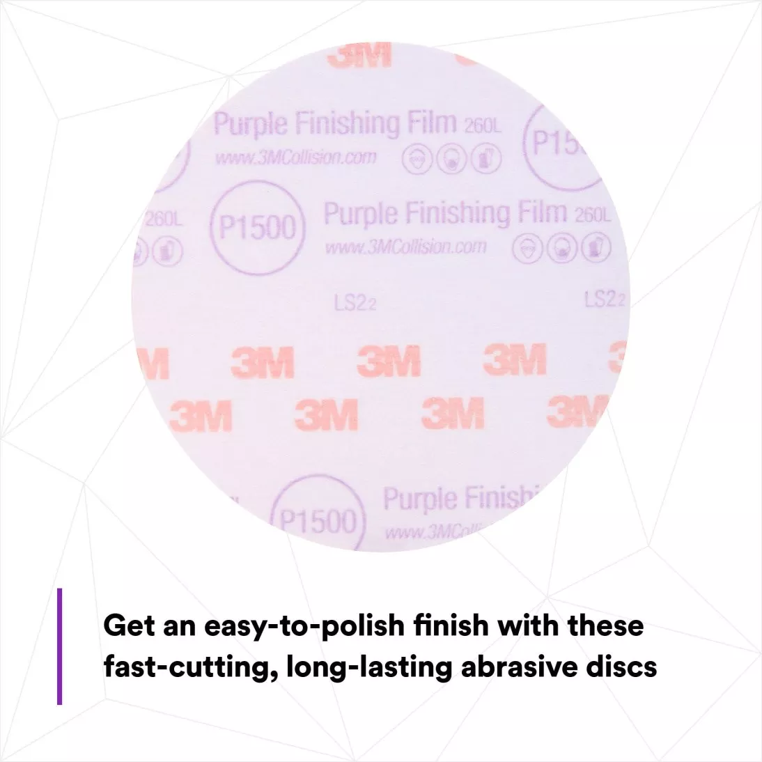 SKU 7100122795 | 3M™ Hookit™ Purple Finishing Film Abrasive Disc 260L