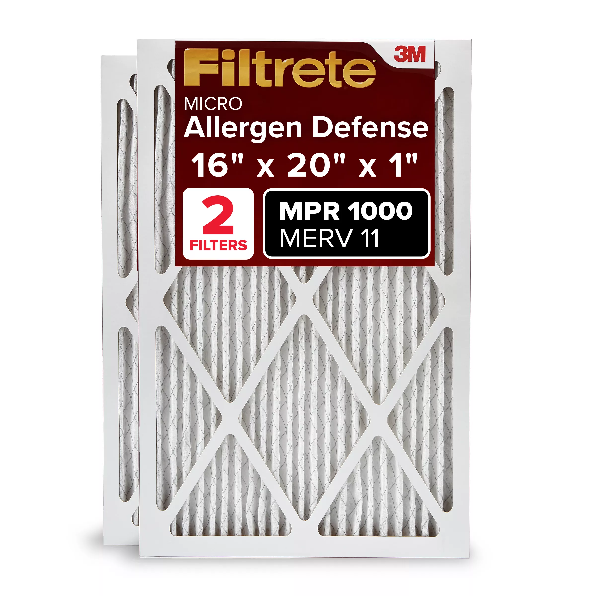 Filtrete™ Allergen Defense Filter AD00-2PK-1E, 16 in x 20 in x 1 in (40.6 cm x 50.8 cm x 2.5 cm) ,