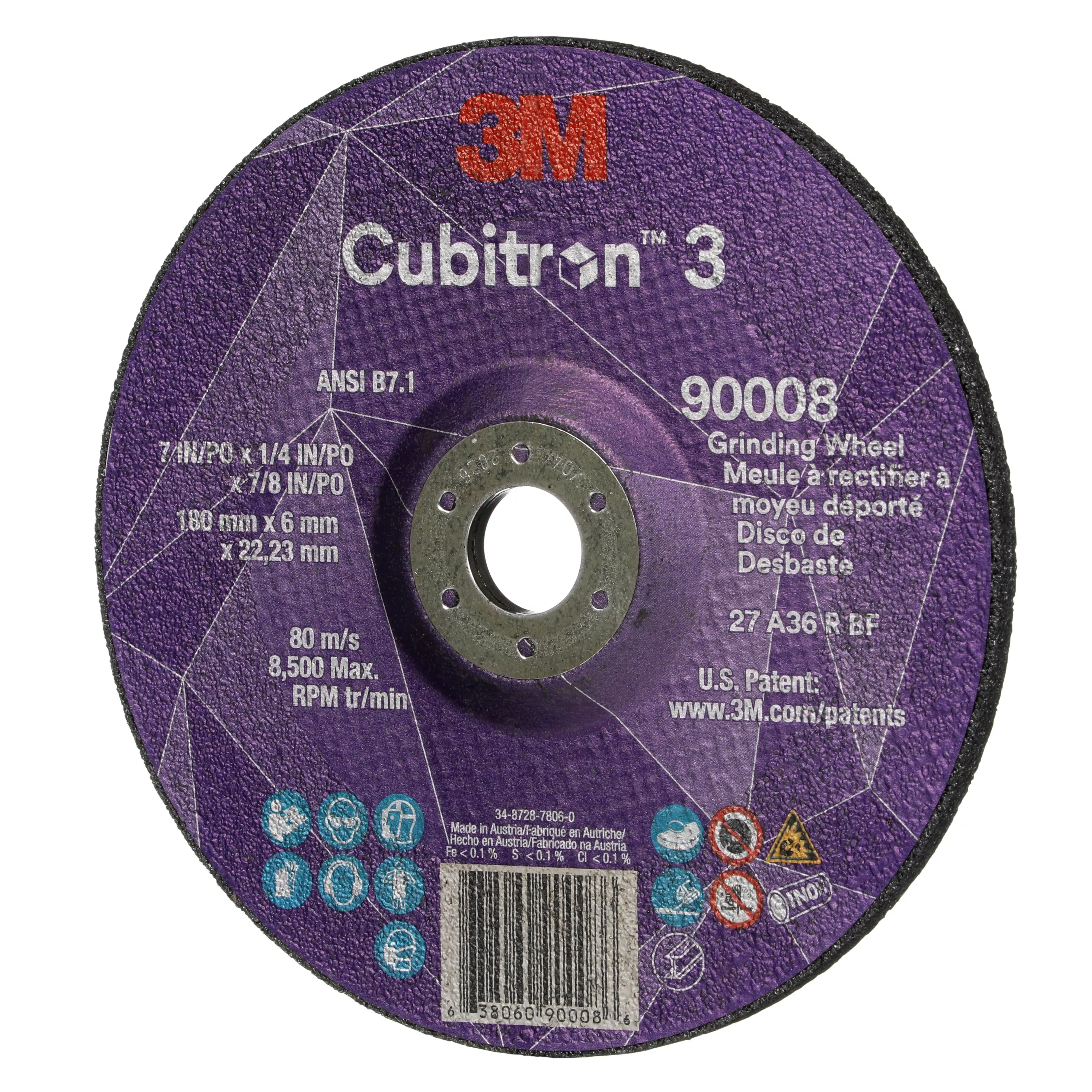 Product Number 90008 | 3M™ Cubitron™ 3 Depressed Center Grinding Wheel