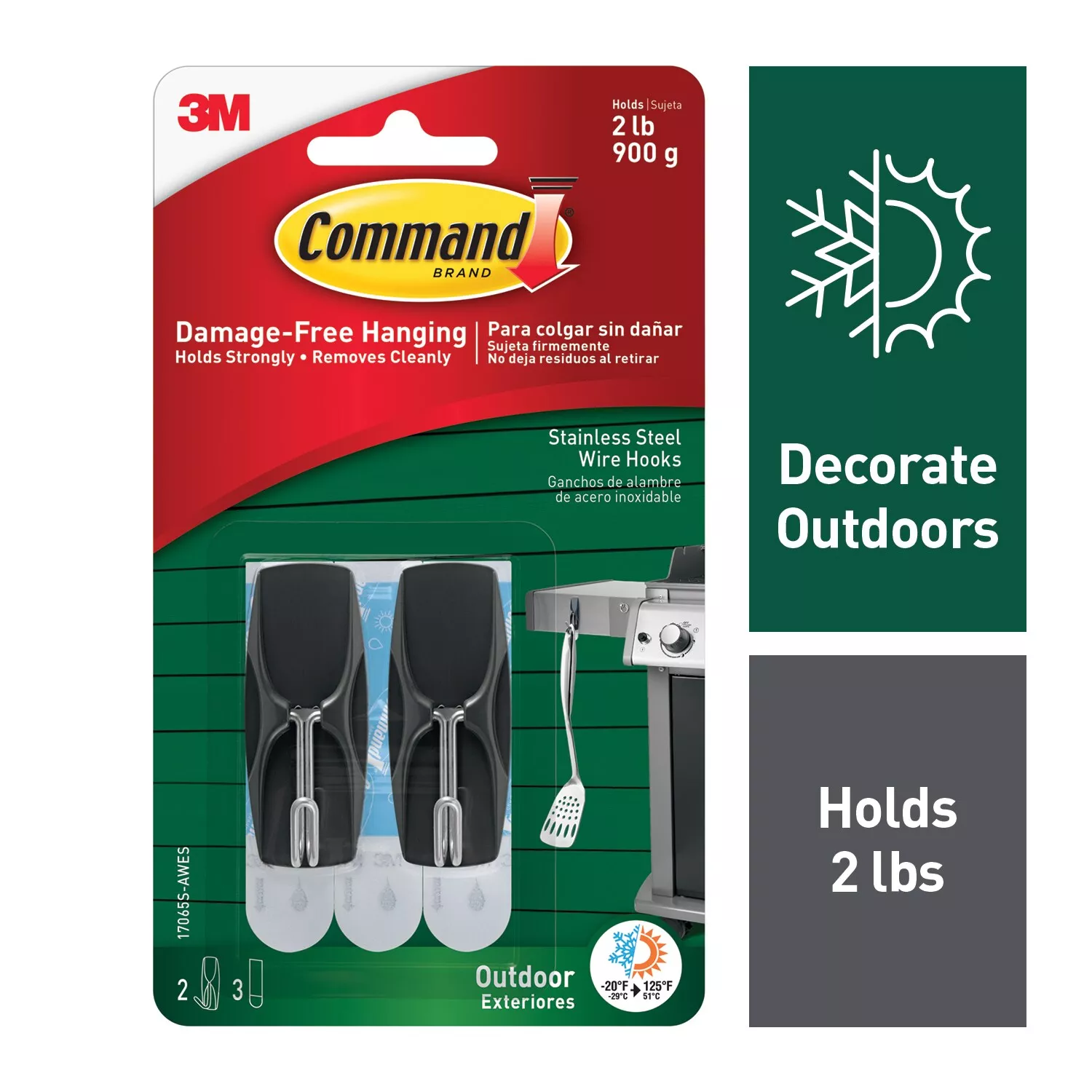 Command™ Outdoor Stainless Steel Wire Hooks 17065S-AWES