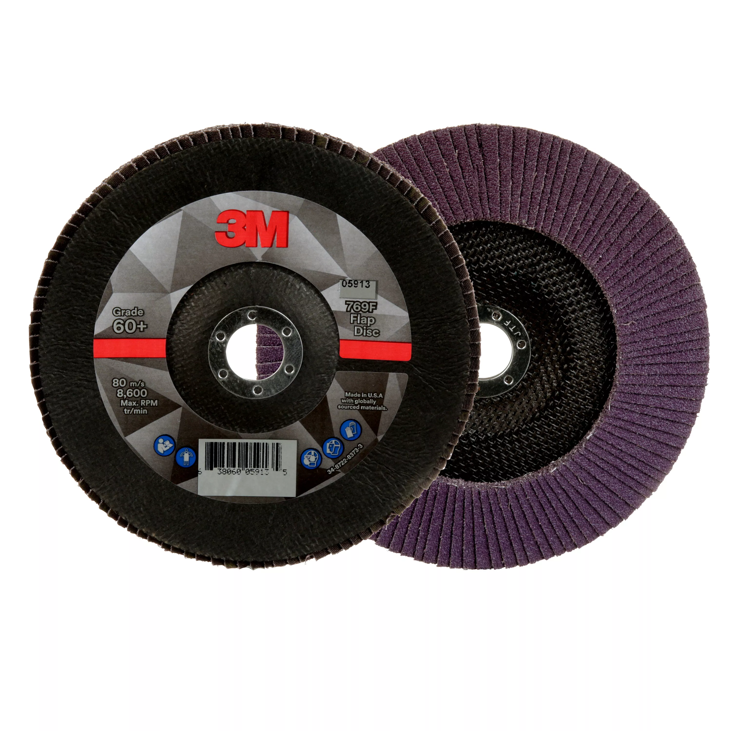 3M™ Flap Disc 769F, 60+, T29, 7 in x 7/8 in, 5 ea/Case