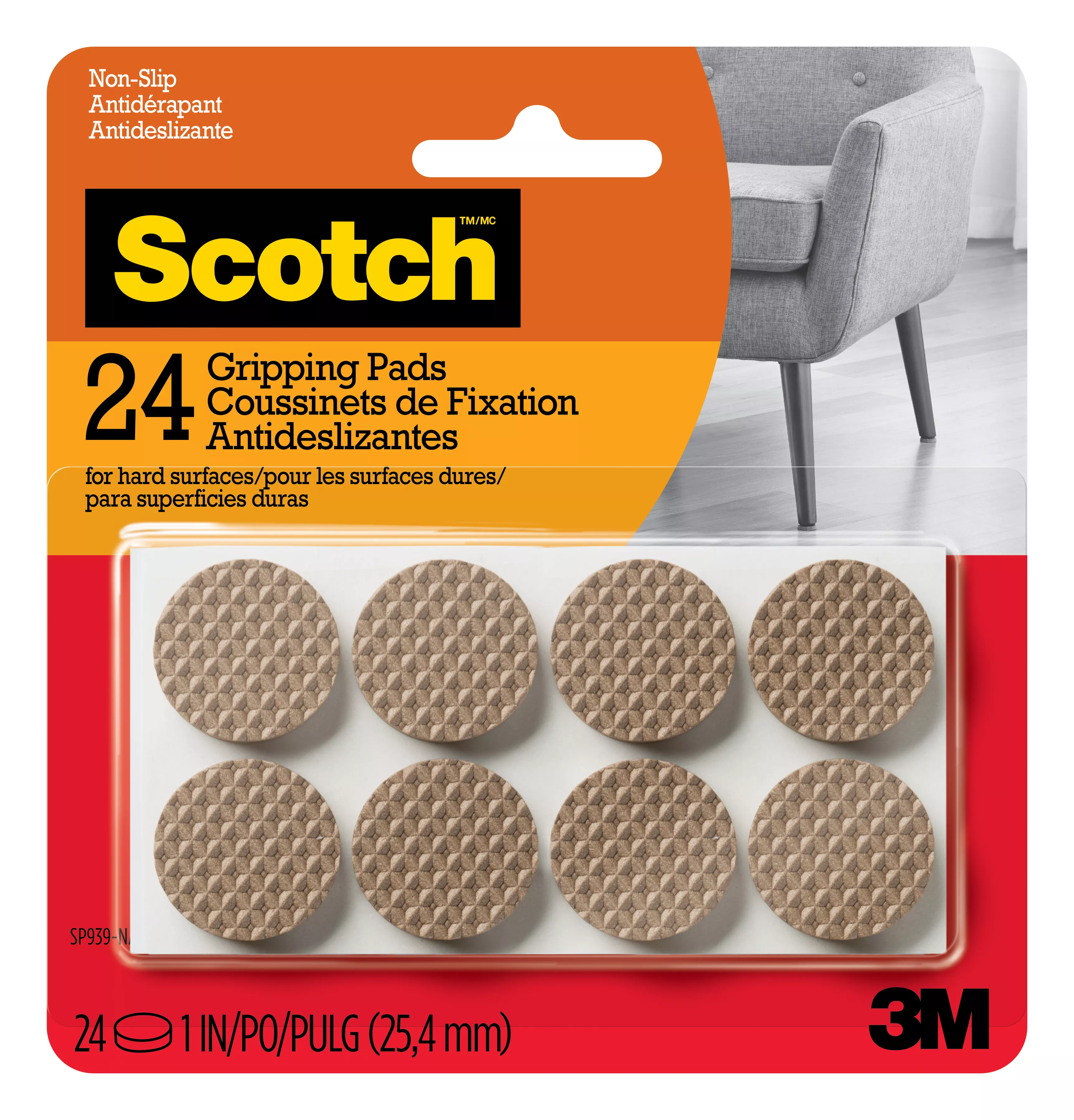 Scotch™ Gripping Pads 1-in Round, SP939-NA, 24-ct