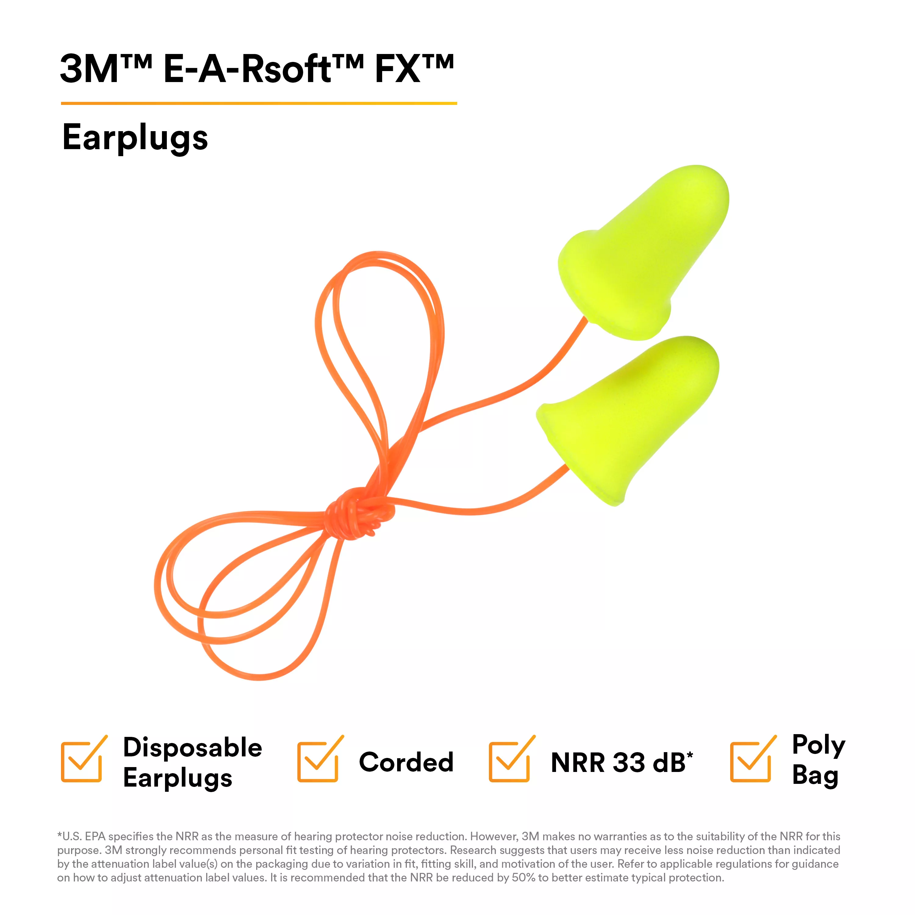 SKU 7000127177 | 3M™ E-A-Rsoft™ FX™ Earplugs 312-1260