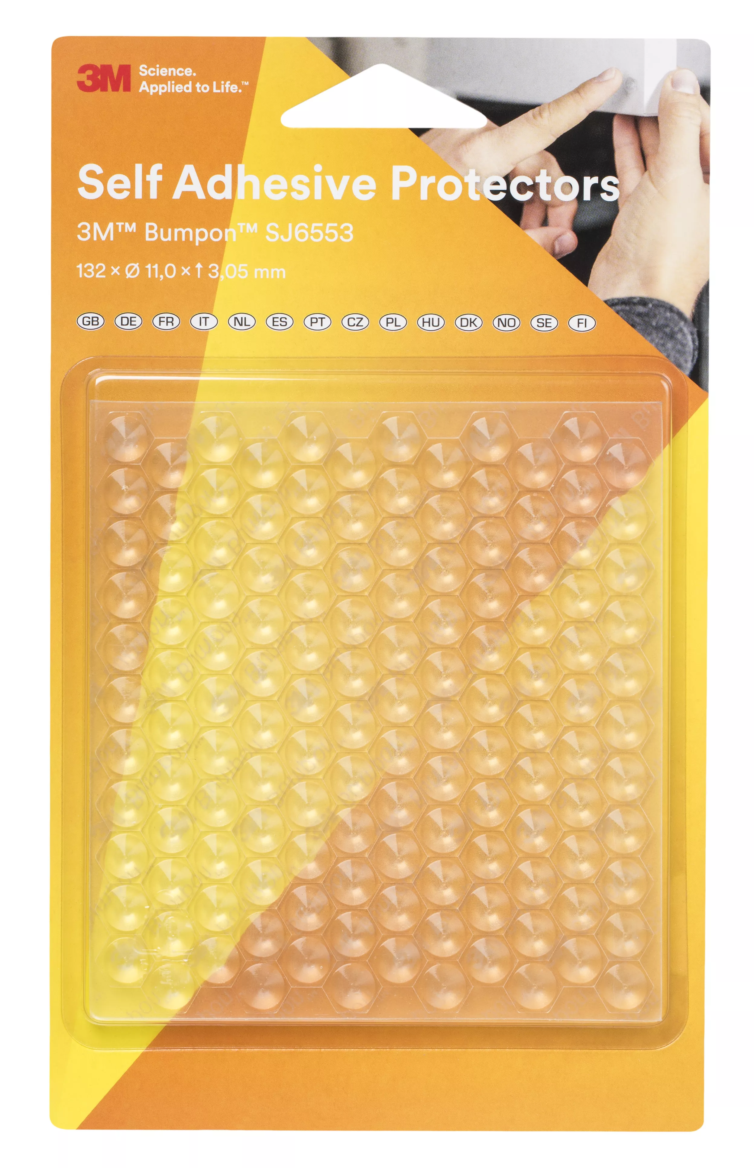 3M™ Bumpon™ SJ6553Bl Elastic Buffer Mini-Pack, Transparent, 11.0 x 3.05
mm, 132 Pieces, 18 Pack/Case