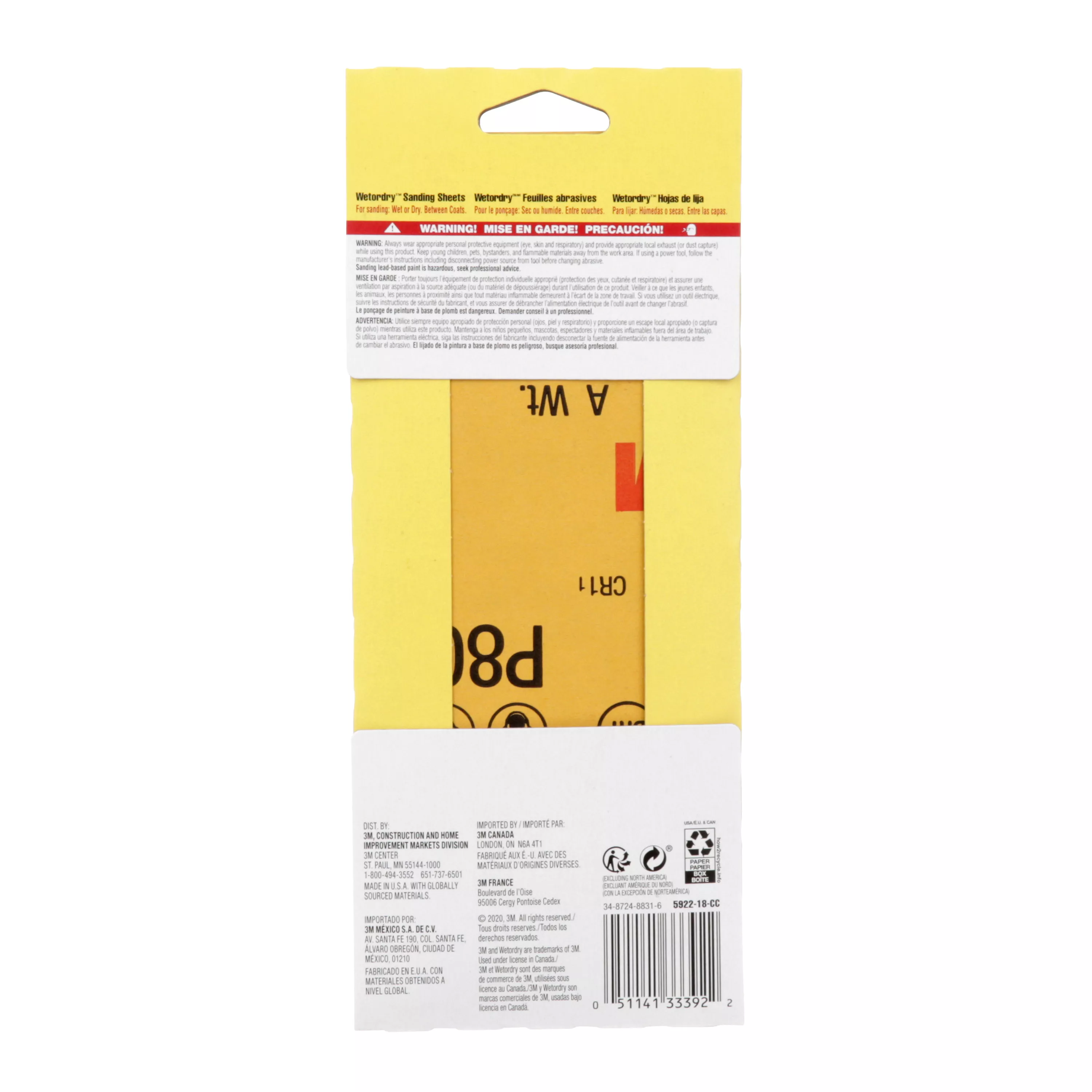 SKU 7010369642 | 3M™ Imperial™ Wetordry™ Sandpaper 800 grit 5922-18-CC