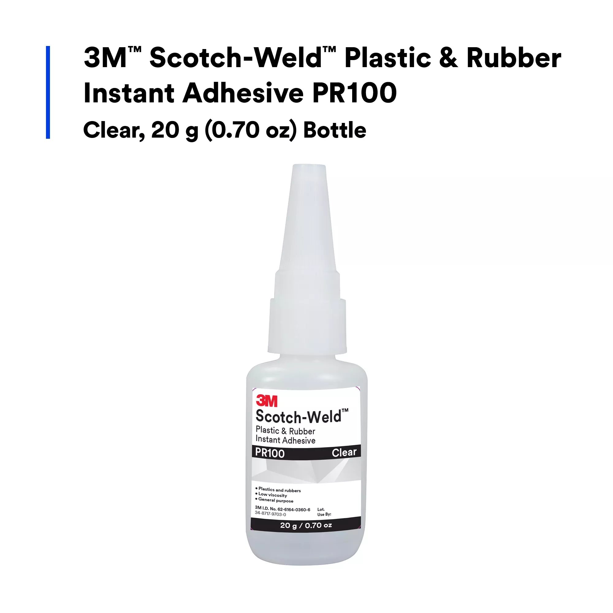 SKU 7100039259 | 3M™ Scotch-Weld™ Plastic & Rubber Instant Adhesive PR100