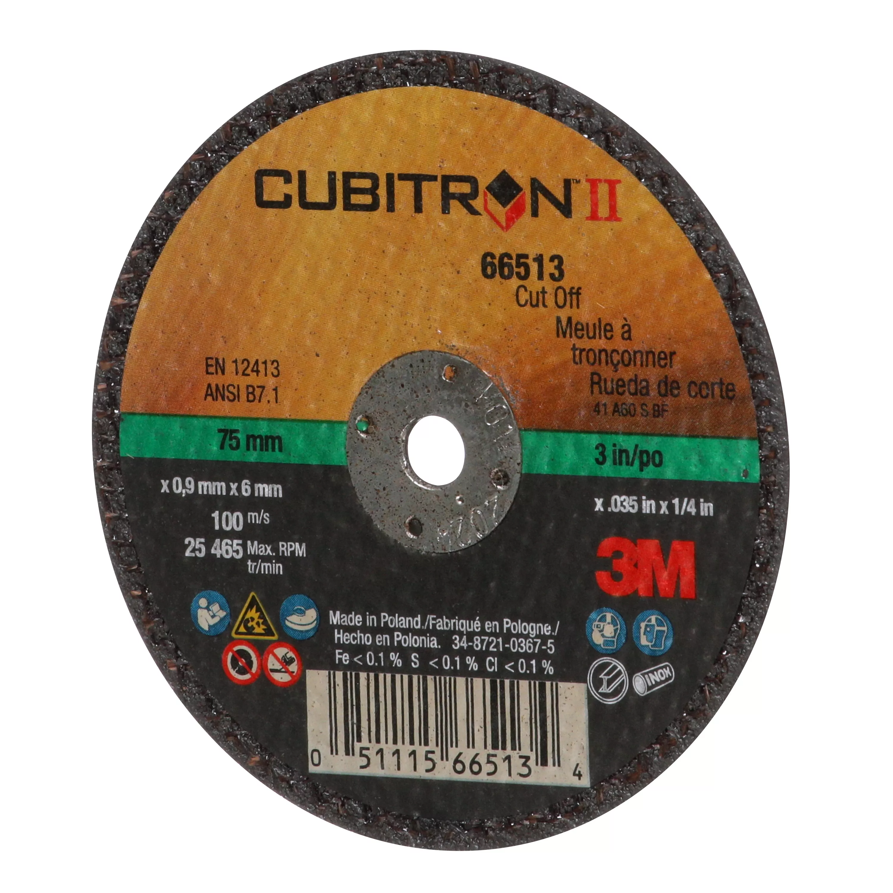 Product Number 66513 | 3M™ Cubitron™ II Cut-Off Wheel