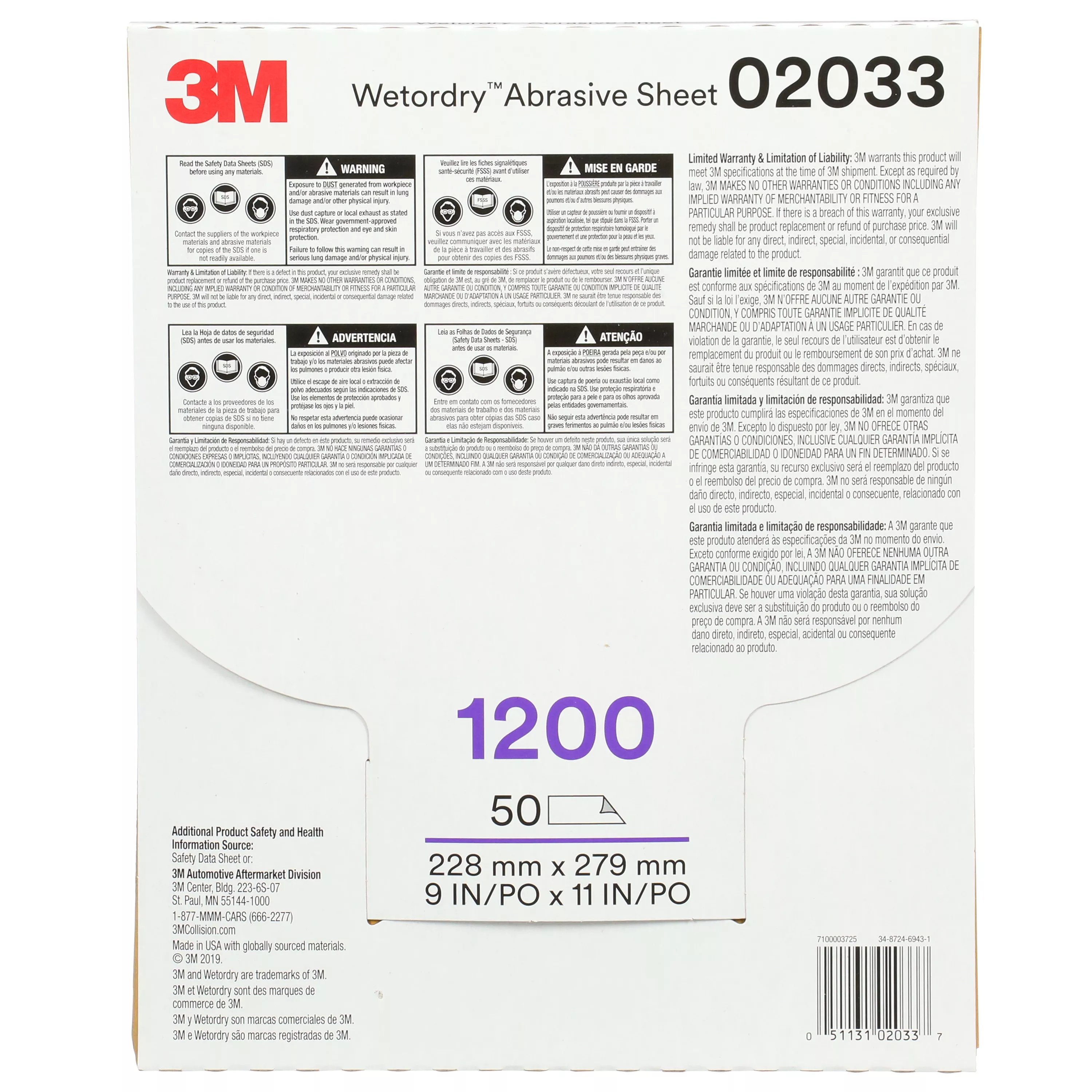 SKU 7100003725 | 3M™ Wetordry™ Abrasive Sheet 401Q