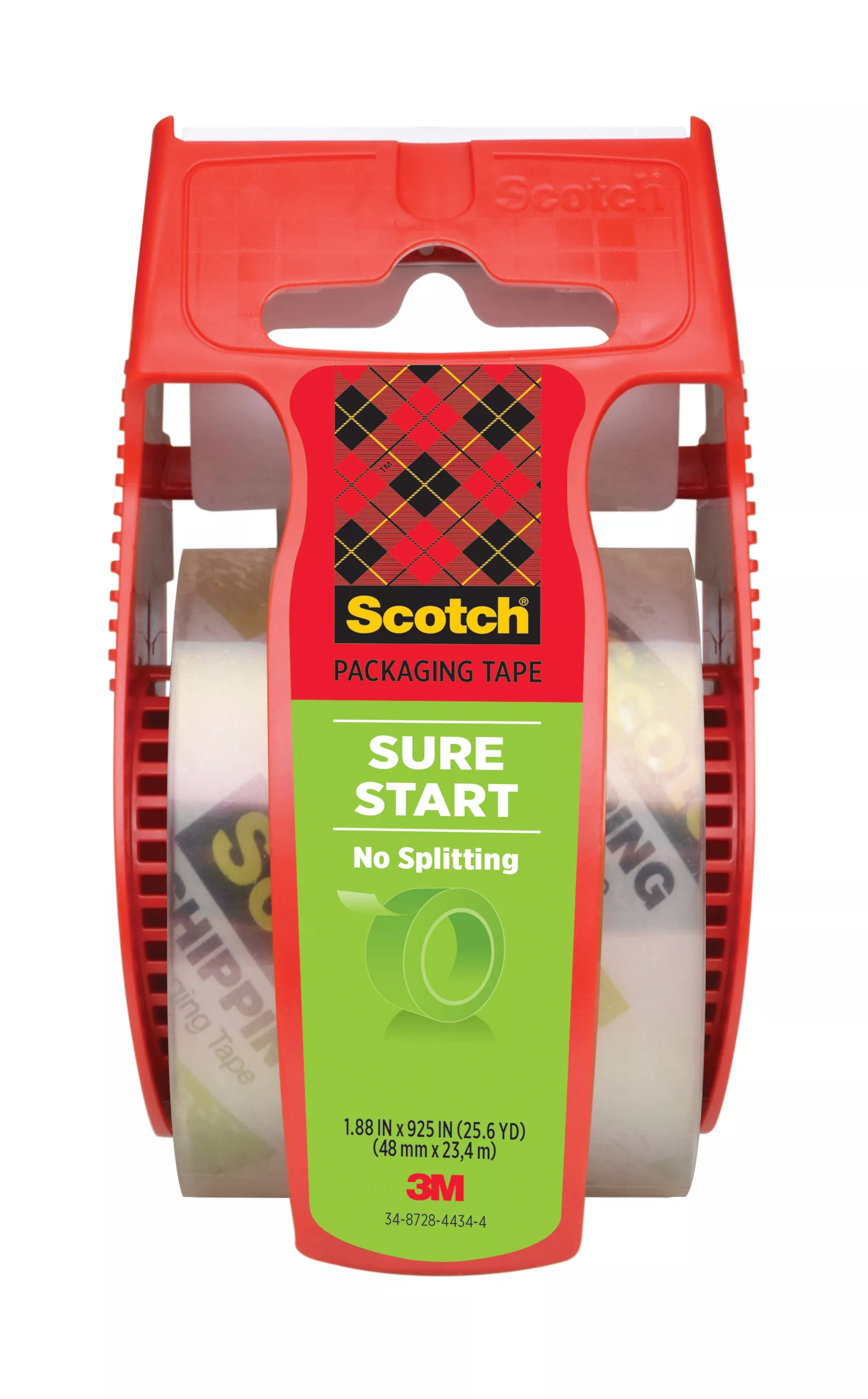 Scotch® Sure Start Shipping Packaging Tape with dispenser, 145, 1.88 in
x 800 in (48 mm x 20.3 m)
