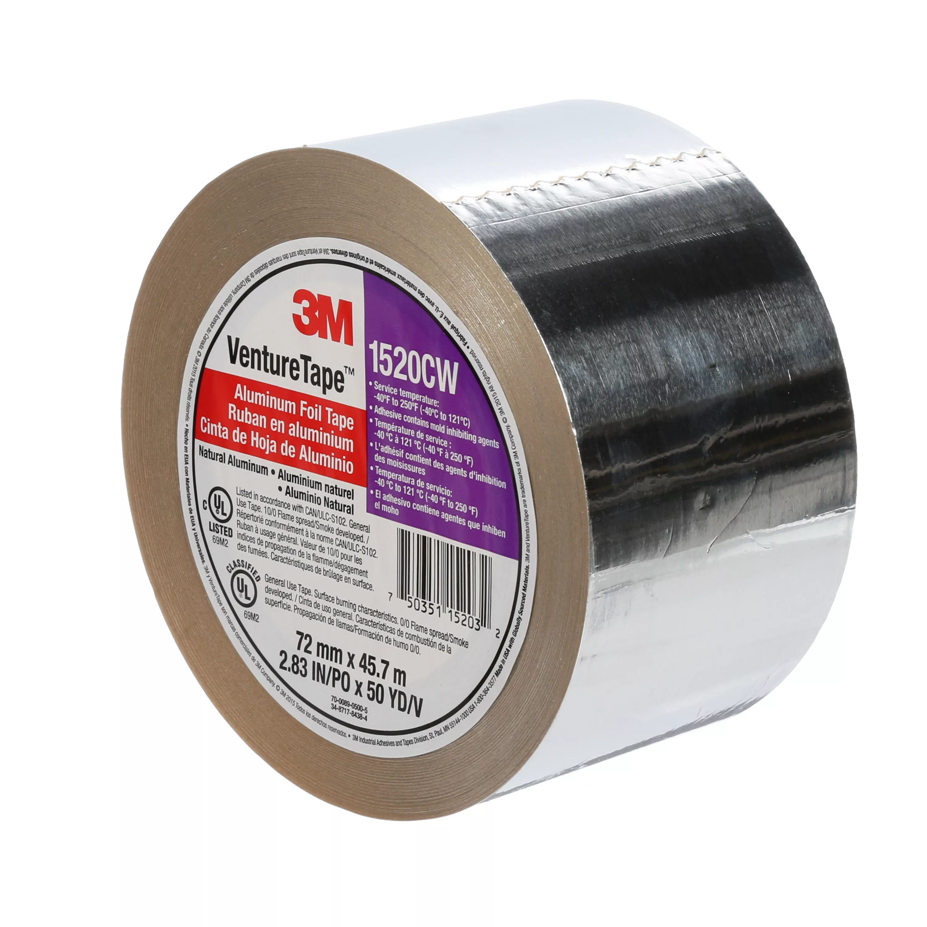 Product Number 1520CW | 3M™ Venture Tape™ Aluminum Foil Tape 1520CW