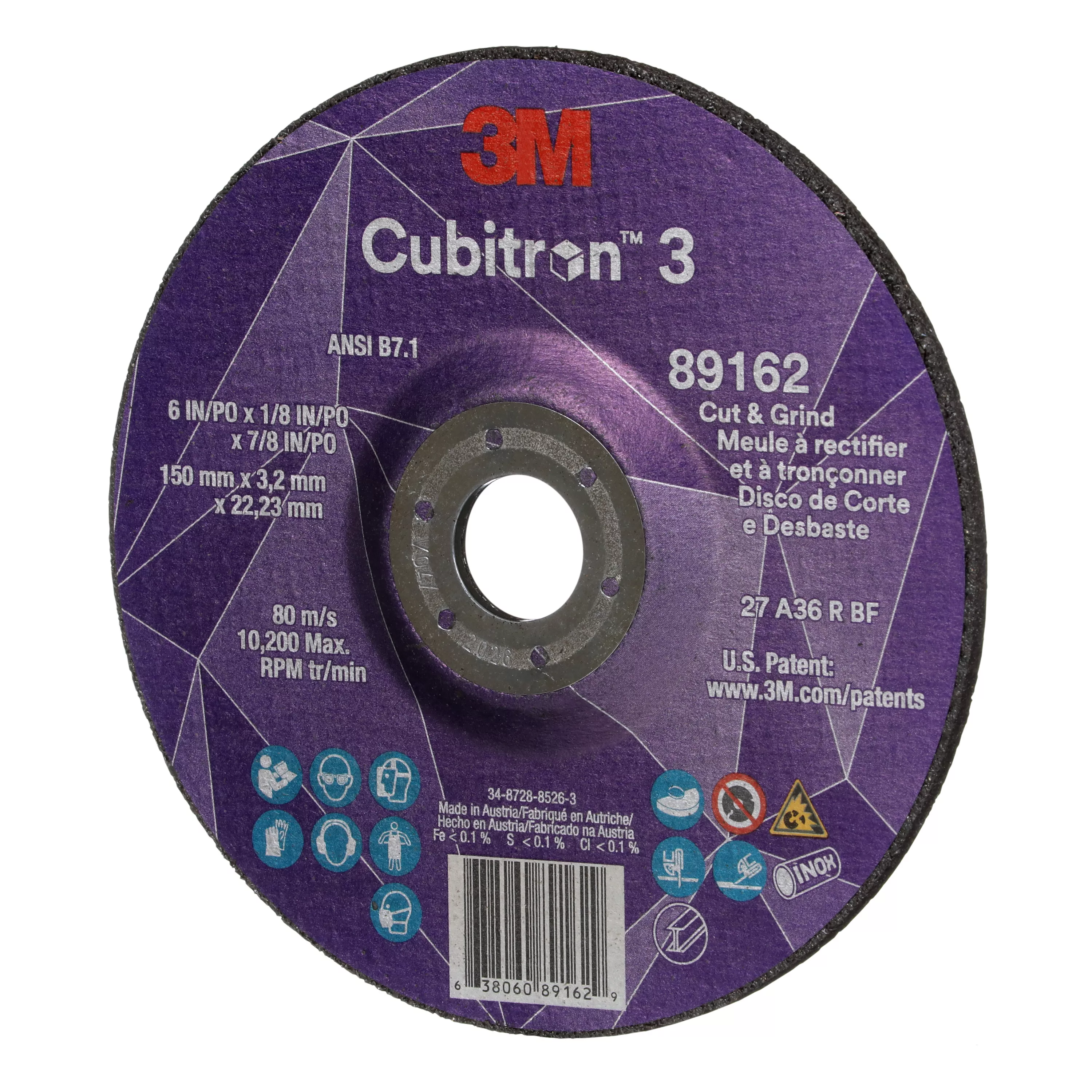 SKU 7100313586 | 3M™ Cubitron™ 3 Cut and Grind Wheel