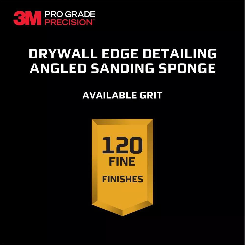 SKU 7010417429 | 3M™ Pro Grade Precision™ Drywall Edge Detailing Angled Sanding Sponge Fine grit