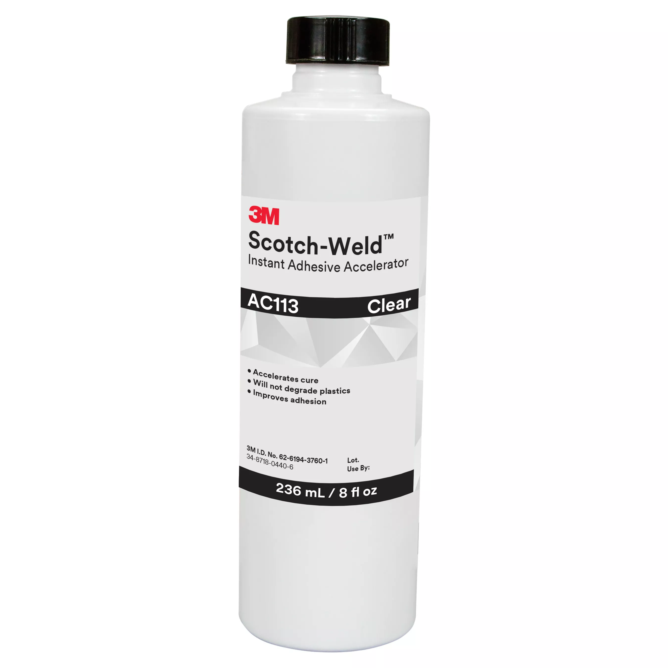 3M™ Scotch-Weld™ General Purpose Instant Adhesive Accelerator AC113, Clear/Light Amber, 8 fl oz, 4 Bottles/Case