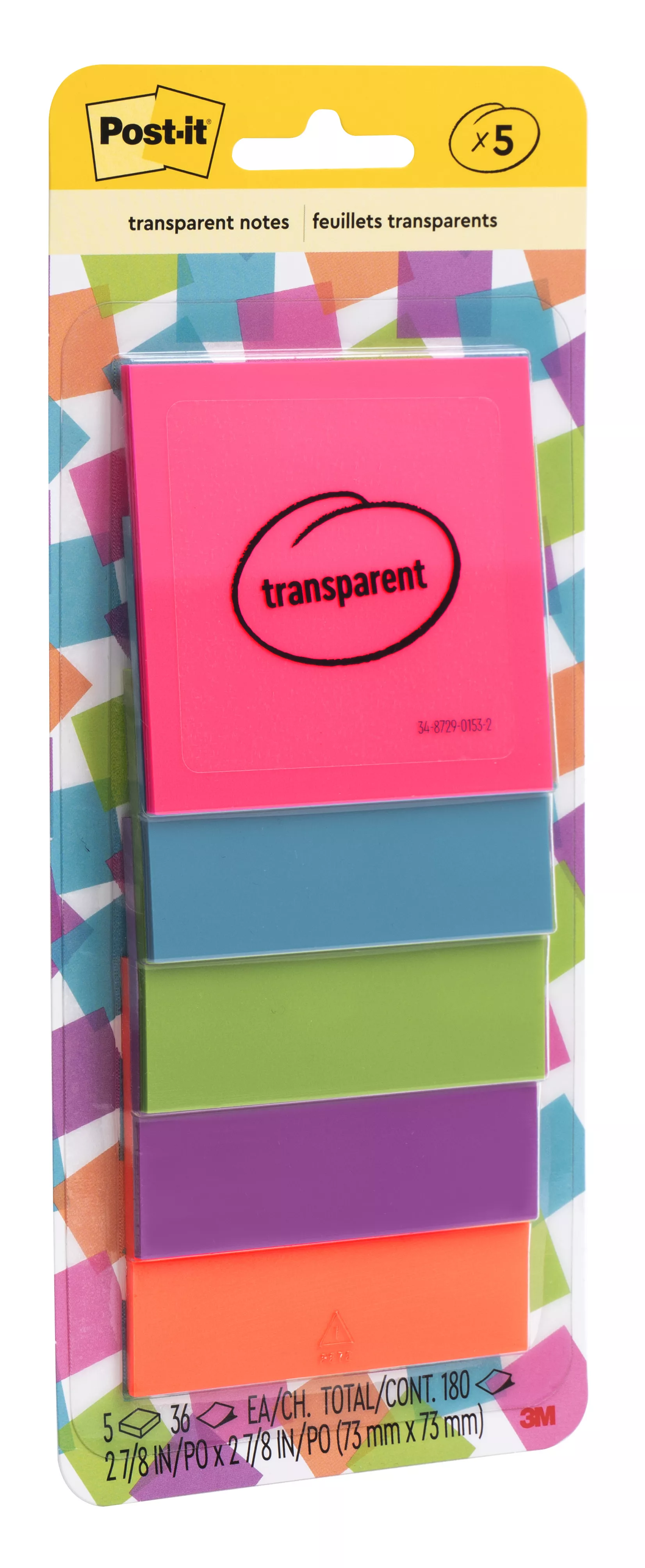 SKU 7100305594 | Post-it® Transparent Notes 600-5COL