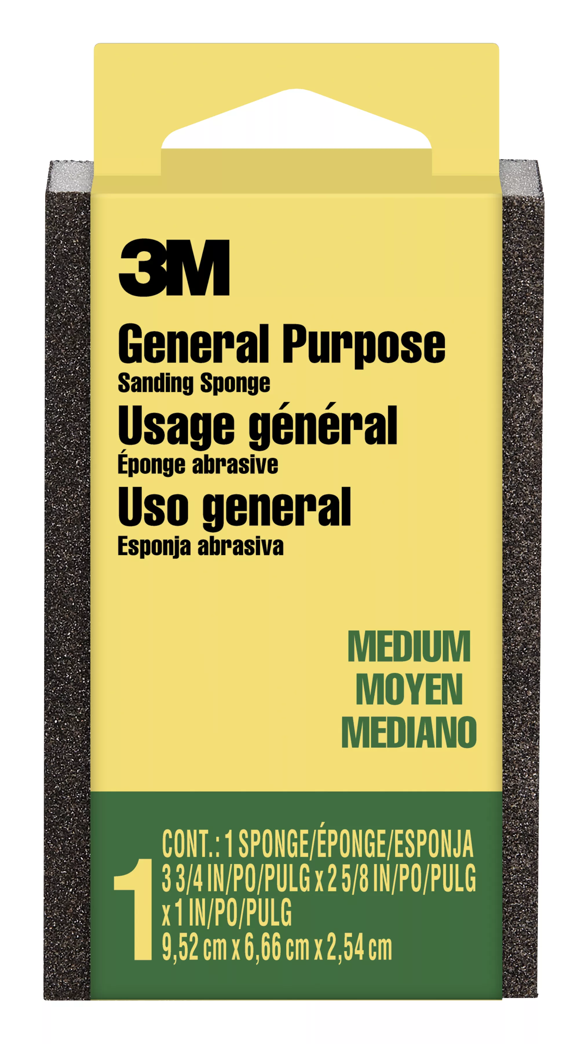 3M™ Sanding Sponge CP-002-ESF, Block, 3 3/4 in x 2 5/8 in x 1 in, Medium, 24 ea/cs