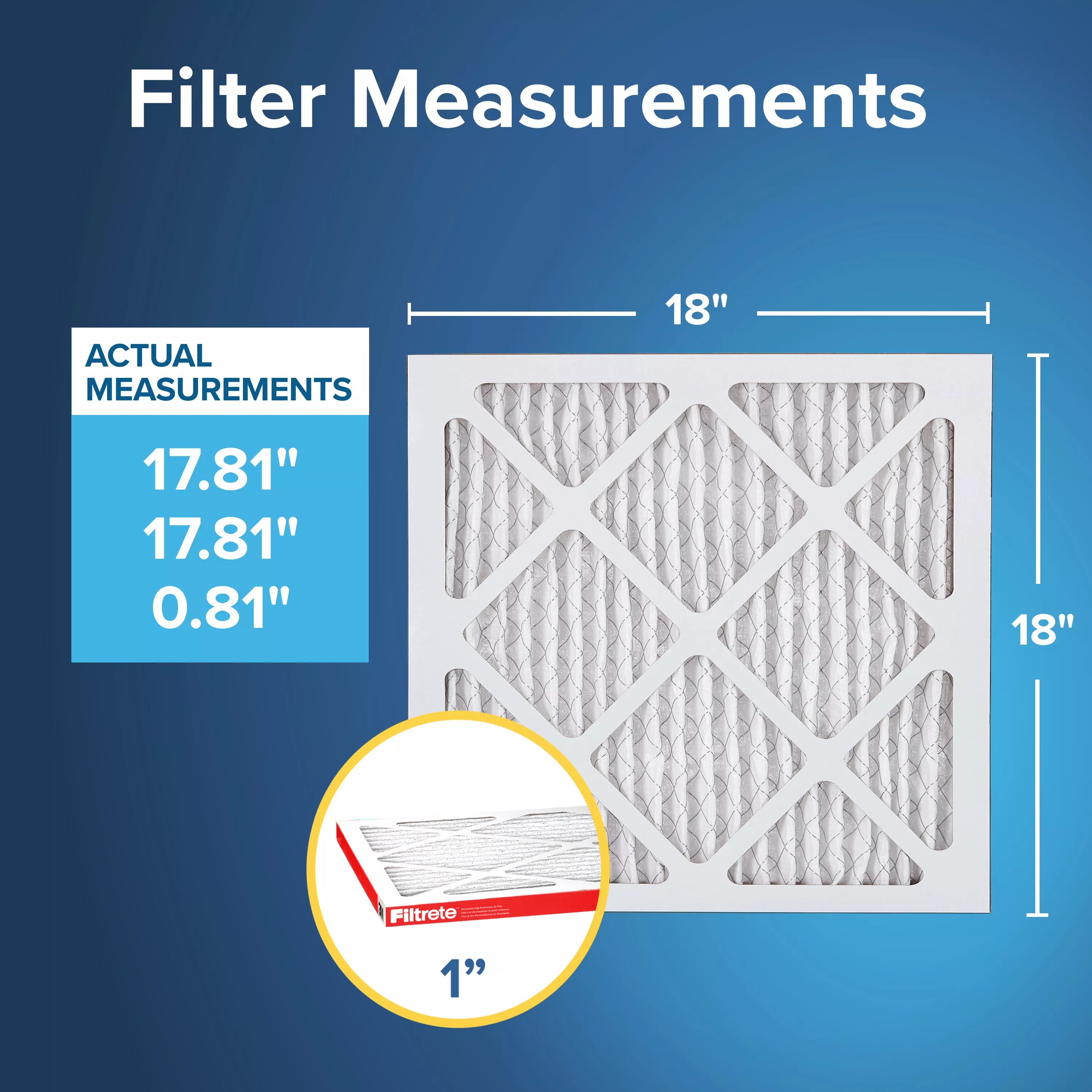 Filtrete™ Allergen Defense Air Filter, 1000 MPR, 9817-4, 18 in x 18 in x 1 in (45,7 cm x 45,7 cm x 2,5 cm)