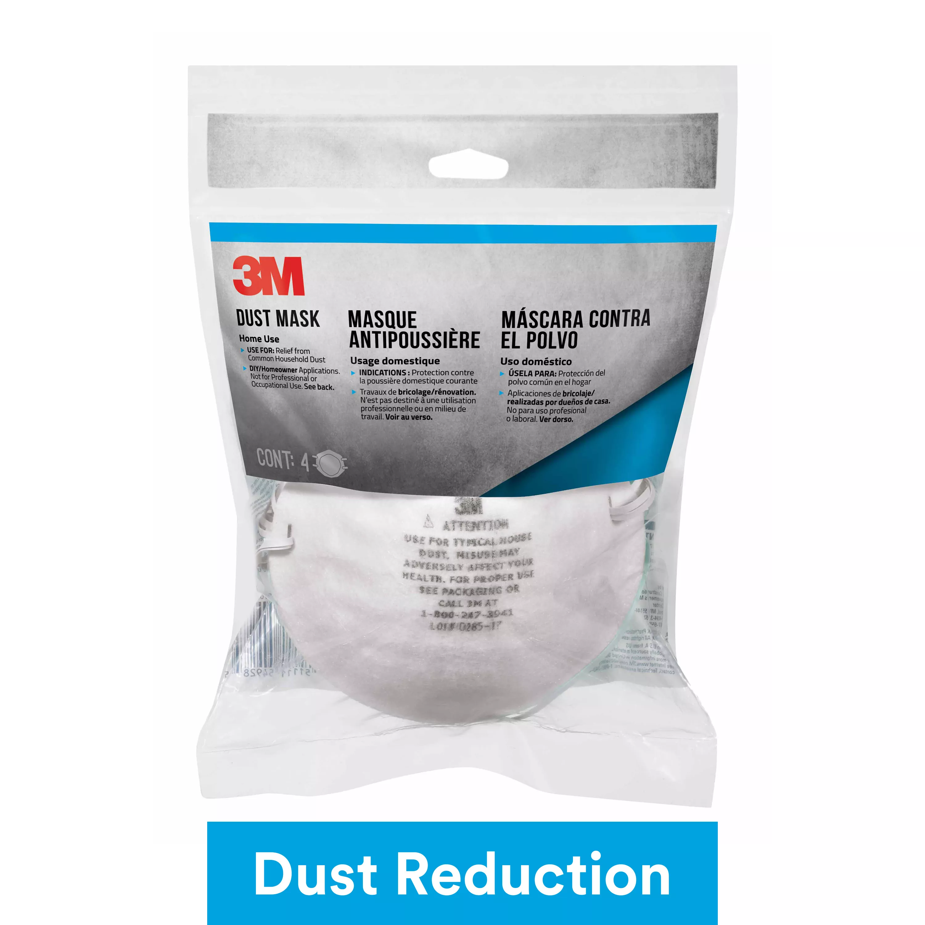 3M™ Home Dust Mask, 8661P4-DC, 4 eaches/pack, 24 packs/case