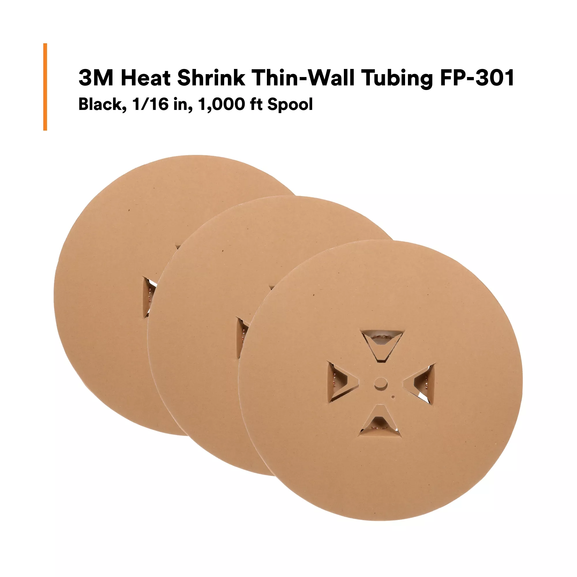 SKU 7100029960 | 3M™ Heat Shrink Thin-Wall Tubing FP-301-1/16-Black-1000'