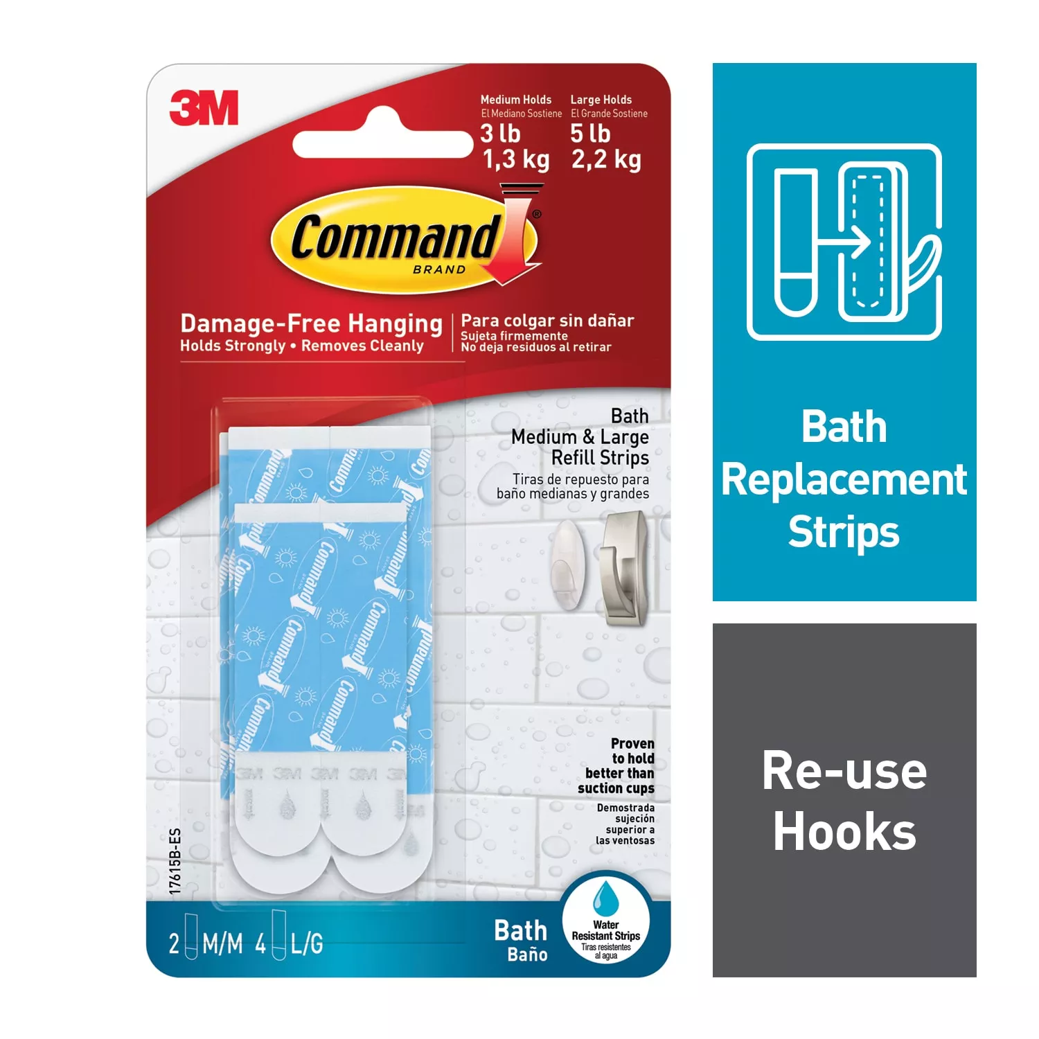 Command™ Water Resistant Replacement Strips 17615 White