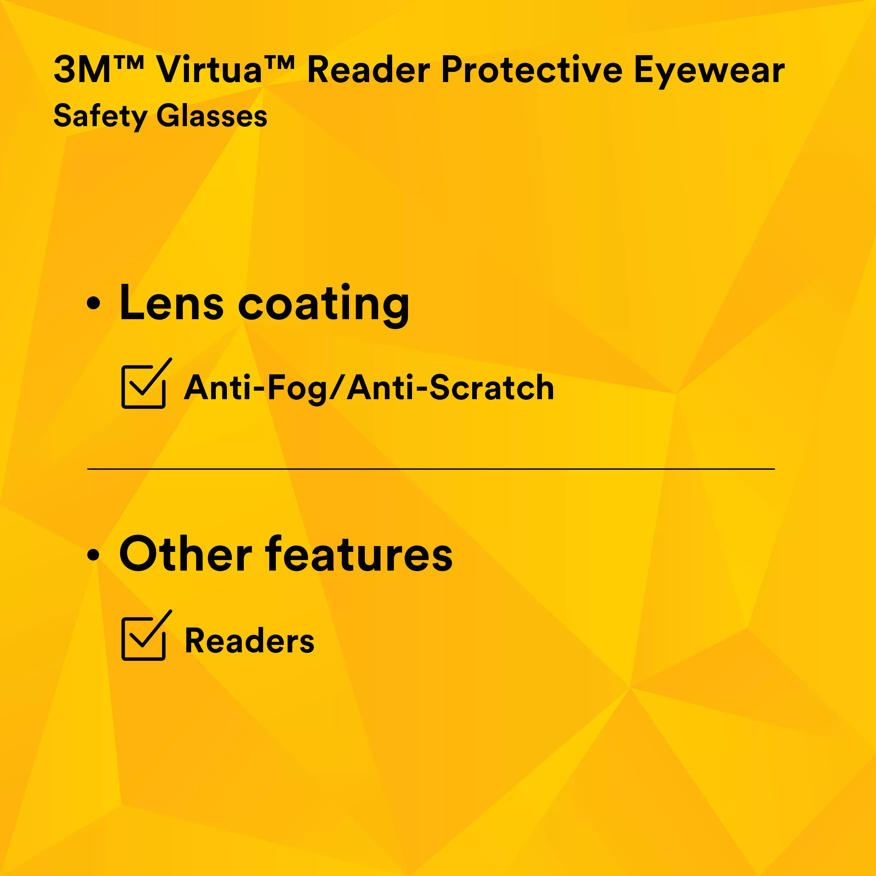 SKU 7000127512 | 3M™ Virtua™ Reader Protective Eyewear 11514-00000-20 Clear Anti-Fog Lens