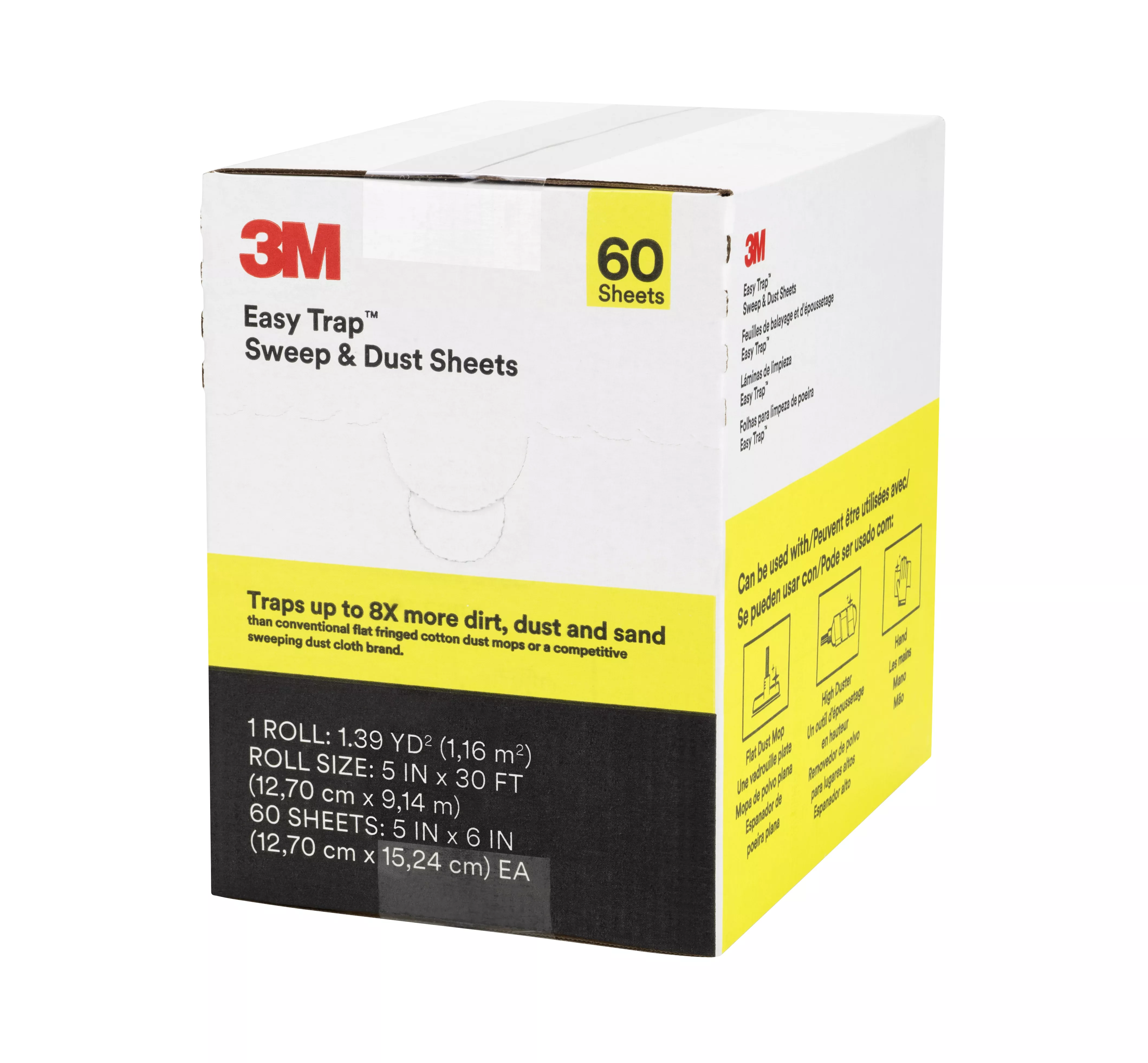 3M™ Easy Trap™ Sweep & Dust Sheets, 5 in x 6 in, 60 Sheets/Roll, 8 Rolls/Case