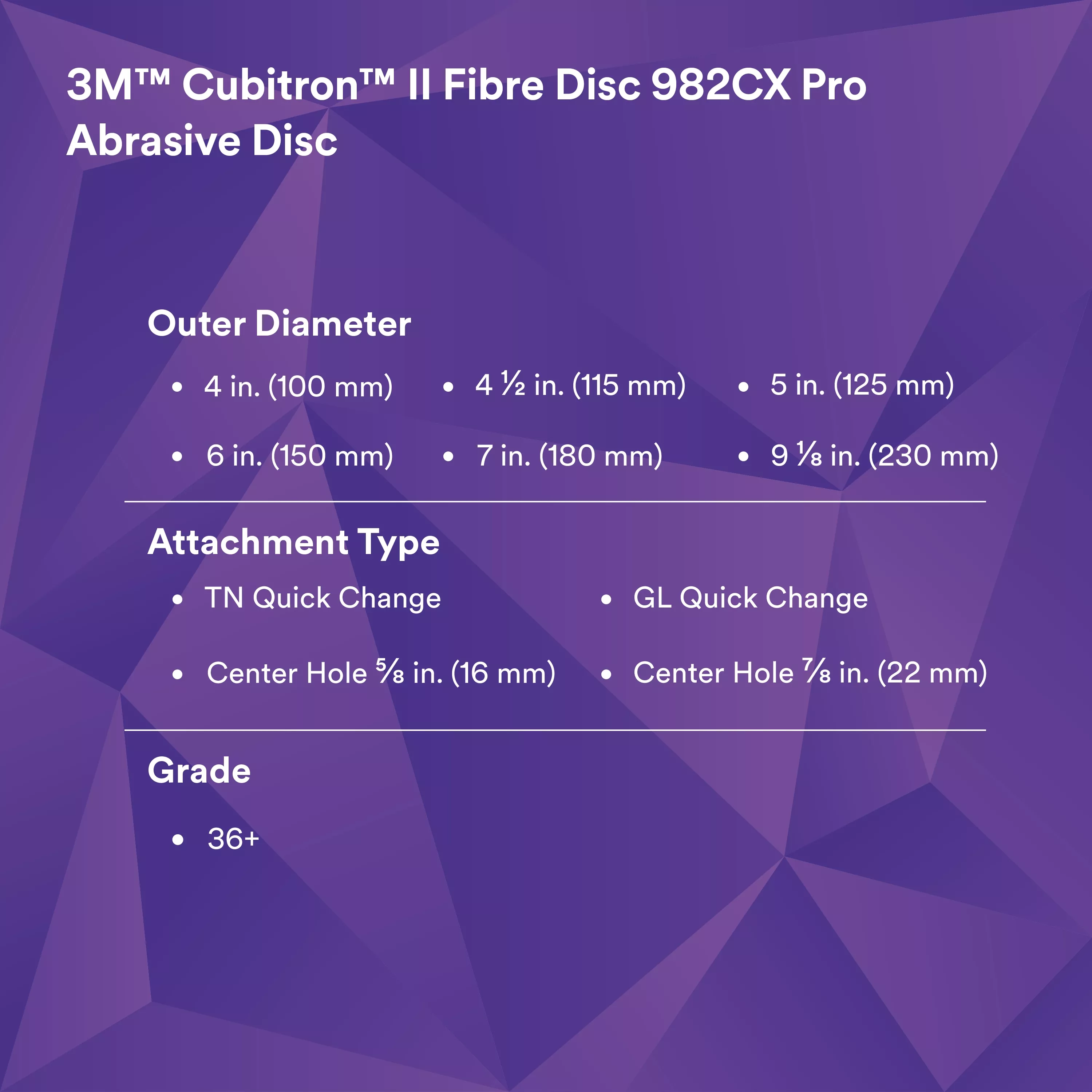 SKU 7100242963 | 3M™ Cubitron™ II Fibre Disc 982CX Pro