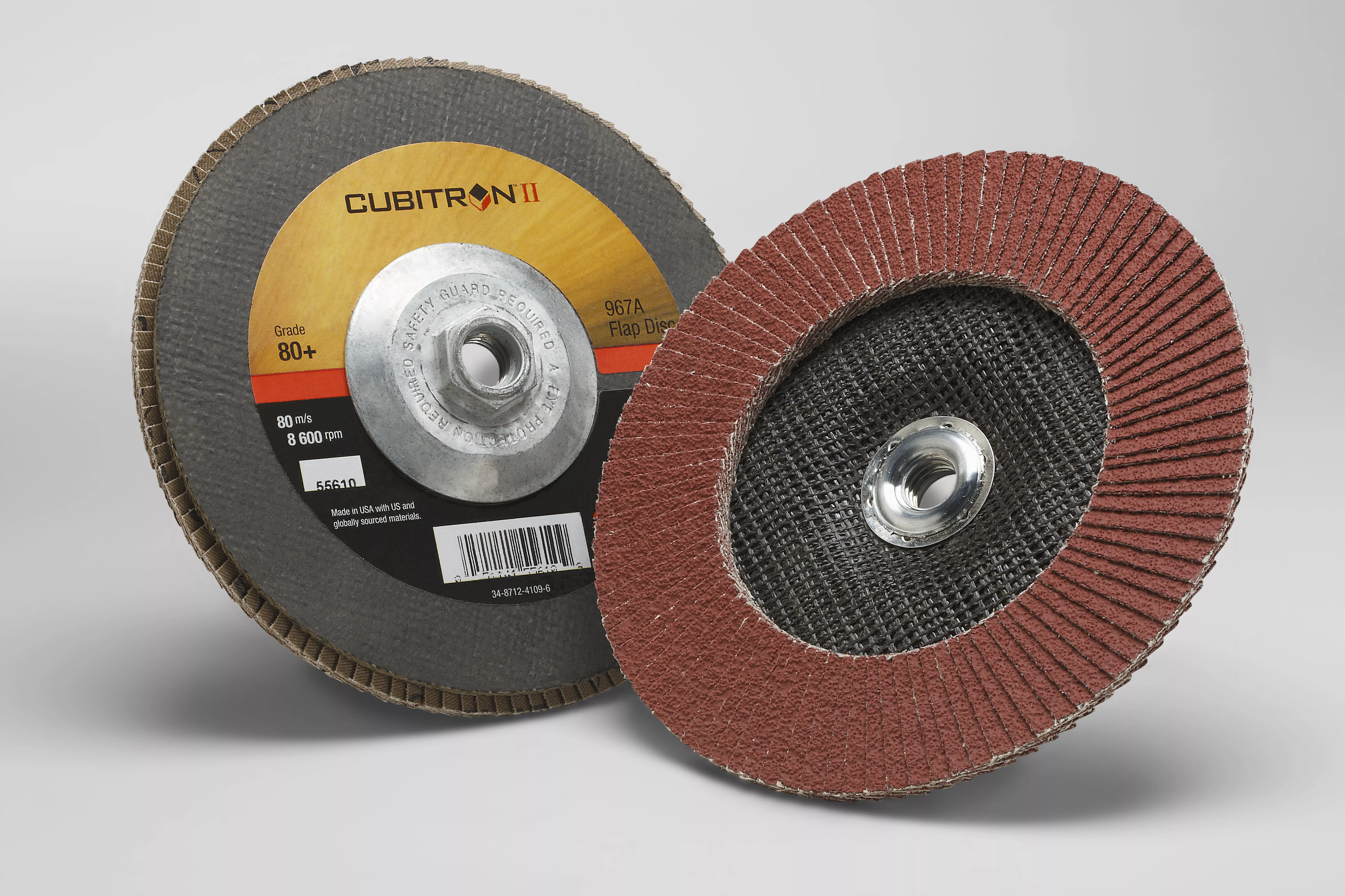 3M™ Cubitron™ II Flap Disc 967A, 80+, T27 Quick Change, 7 in x 5/8