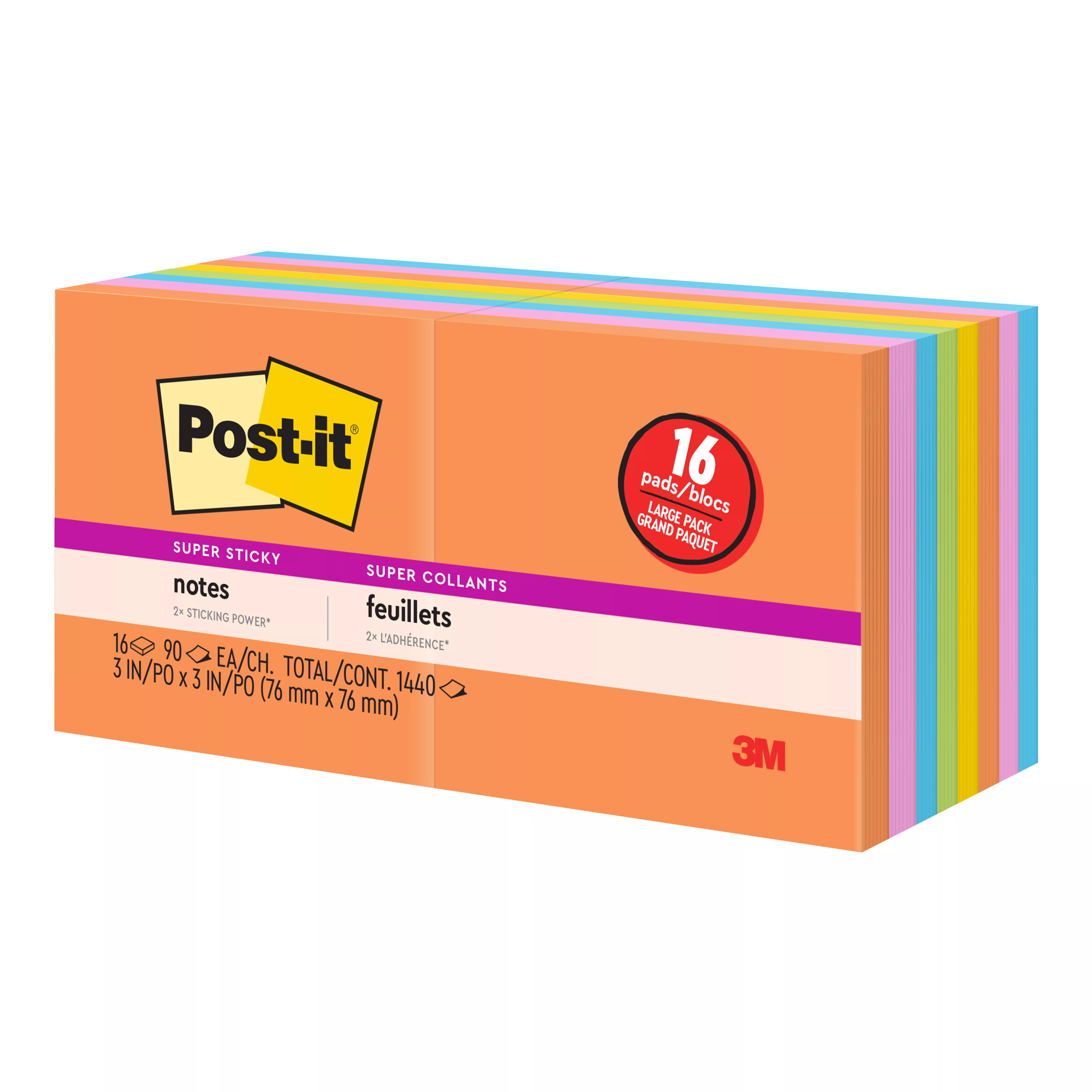 SKU 7010372306 | Post-it® Super Sticky Notes 654-12SSAU+4