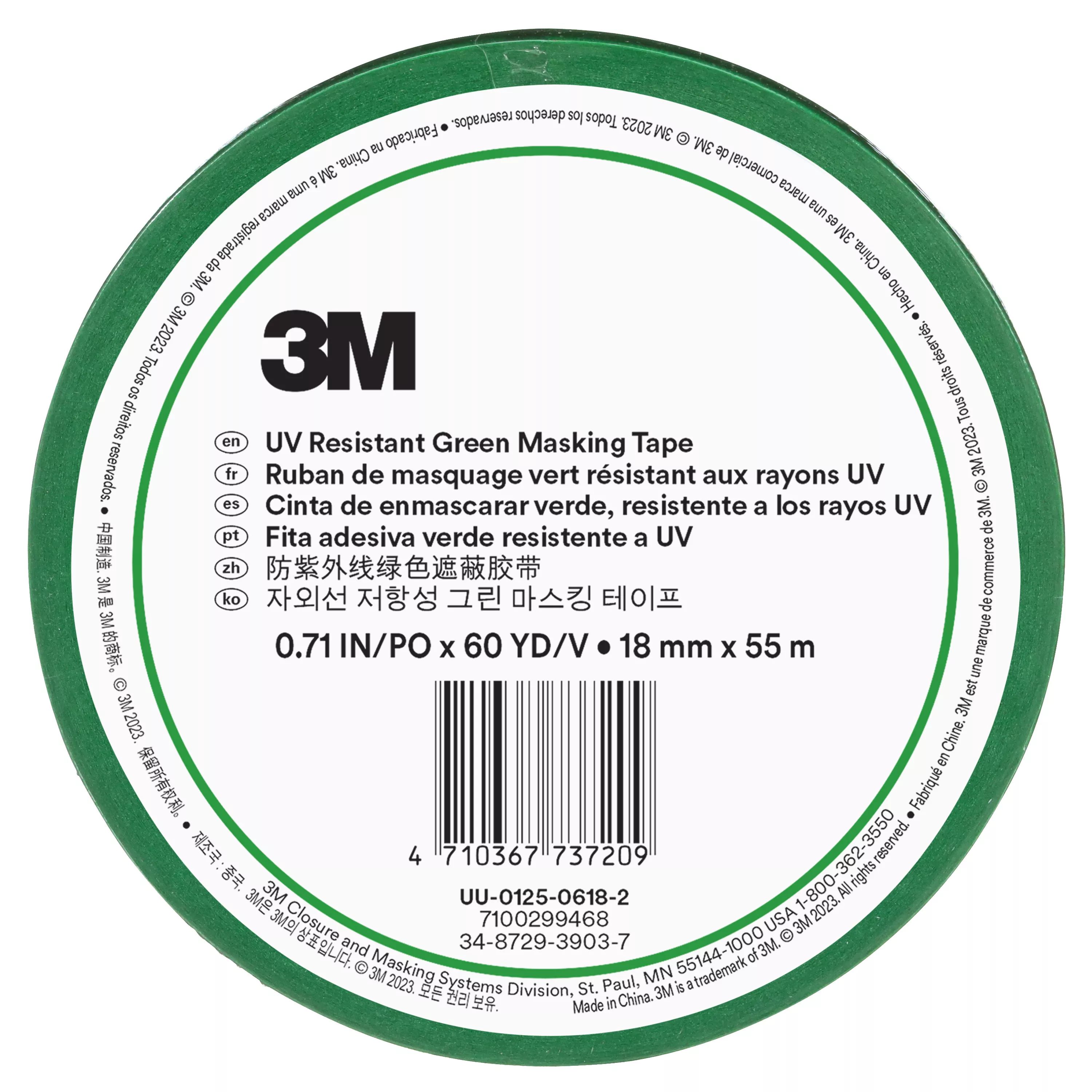 SKU 7100299468 | 3M™ UV Resistant Green Masking Tape