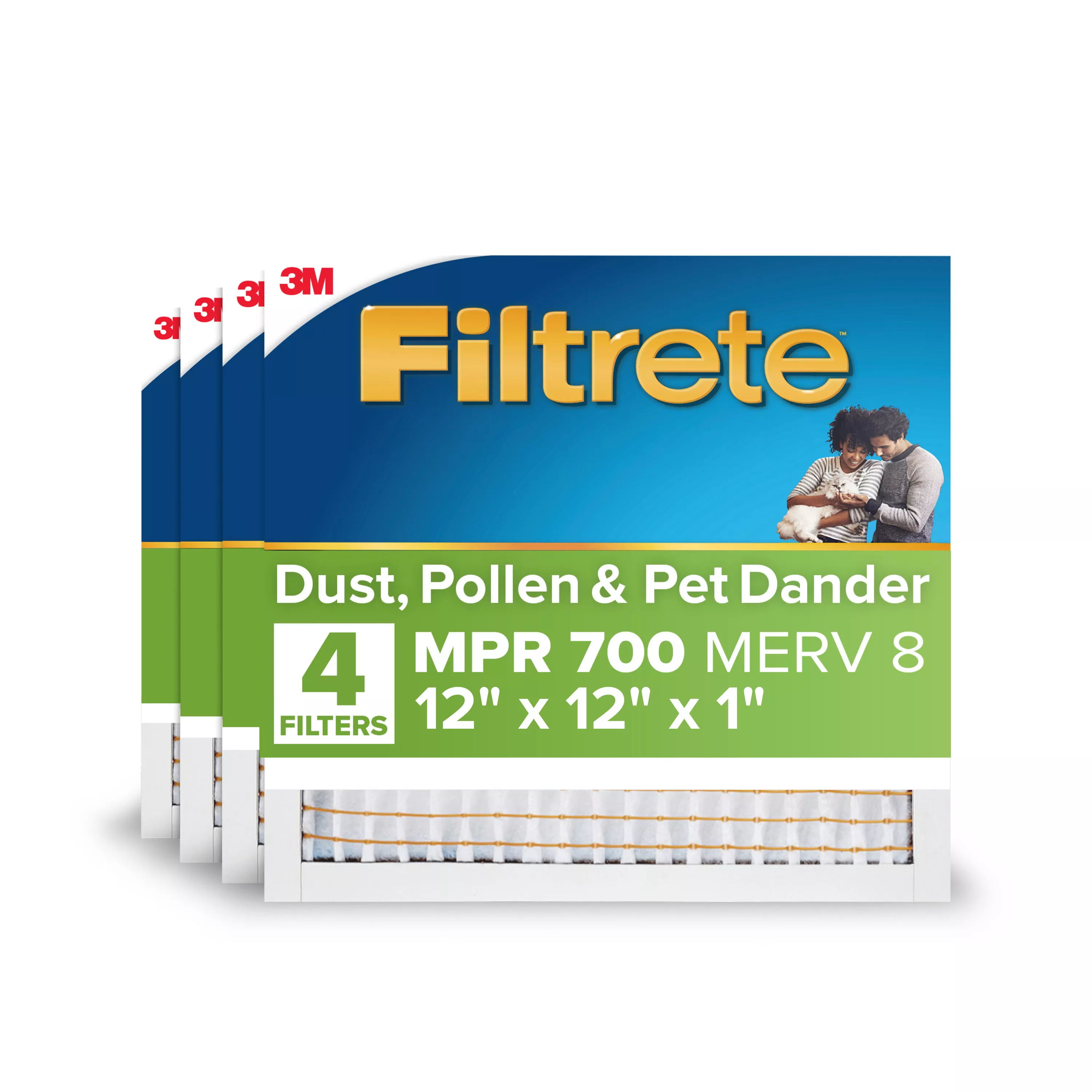 Filtrete™ Electrostatic Air Filter 700 MPR 710-4PK-1E, 12 in x 12 in x 1 in (30.4 cm x 30.4 cm x 2.5 cm)