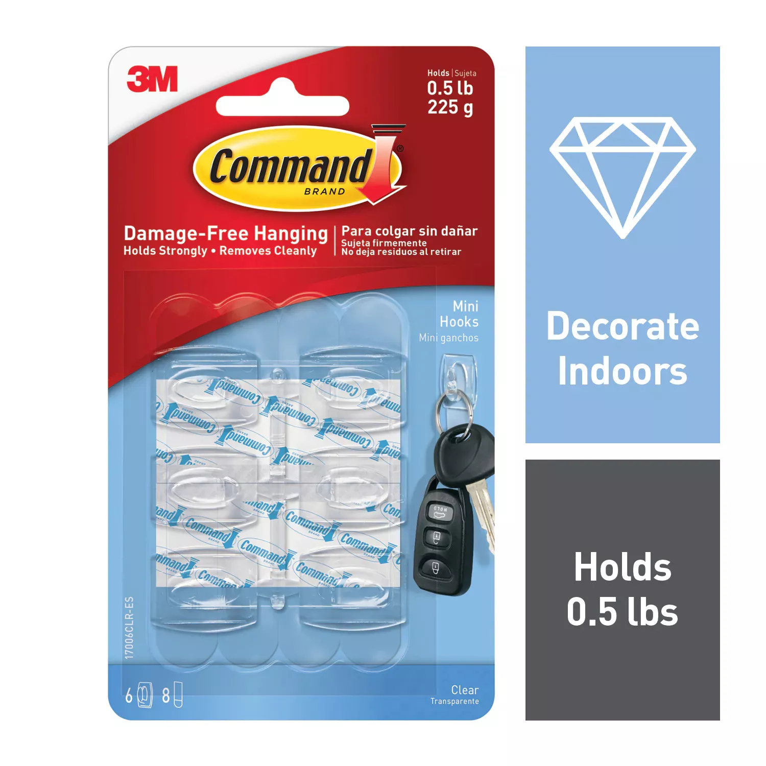 Command™ Mini Clear Hooks 17006CLR-ES