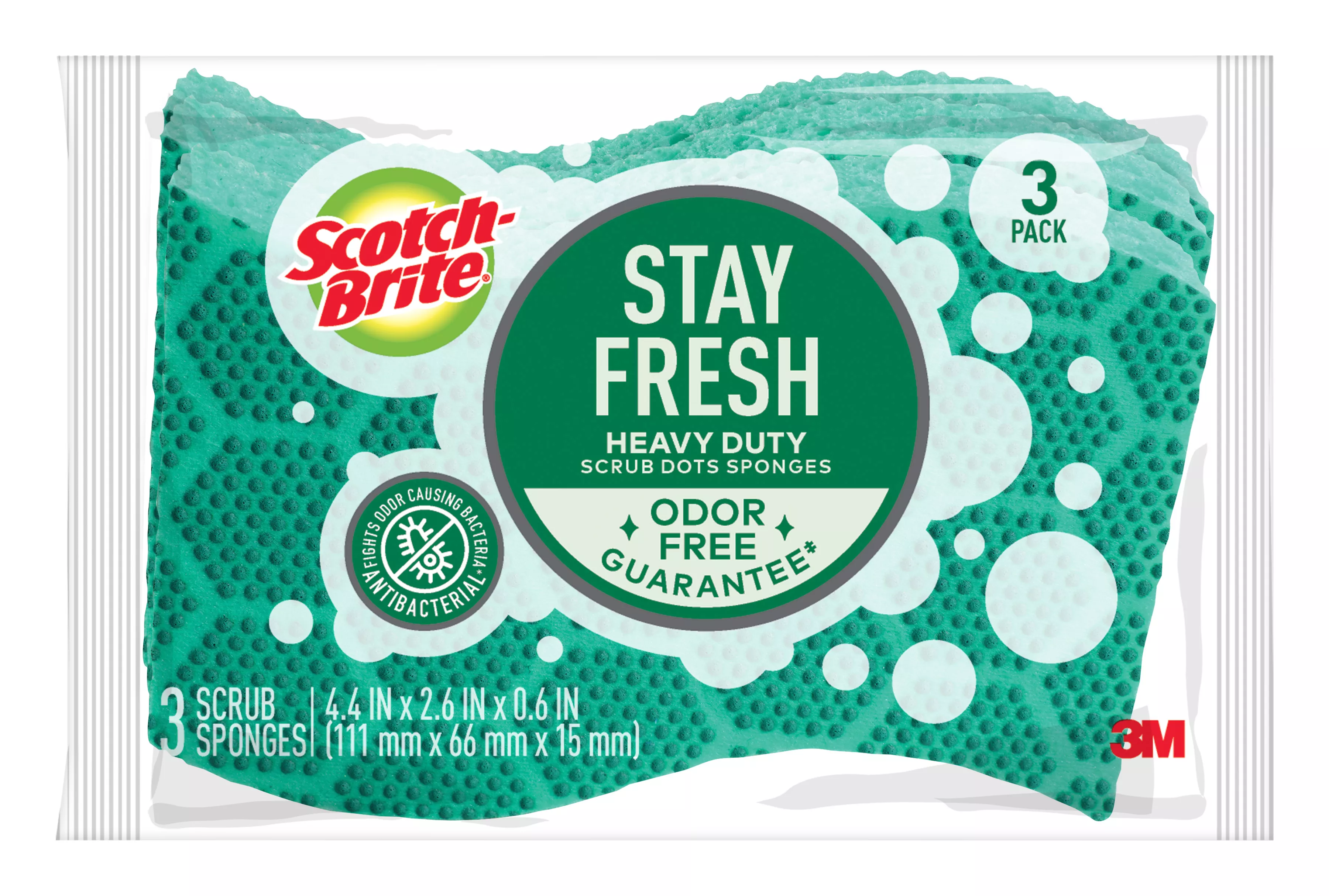 Scotch-Brite® Stay Fresh Heavy Duty Scrub Dots Sponge, 30303-8, 8/3