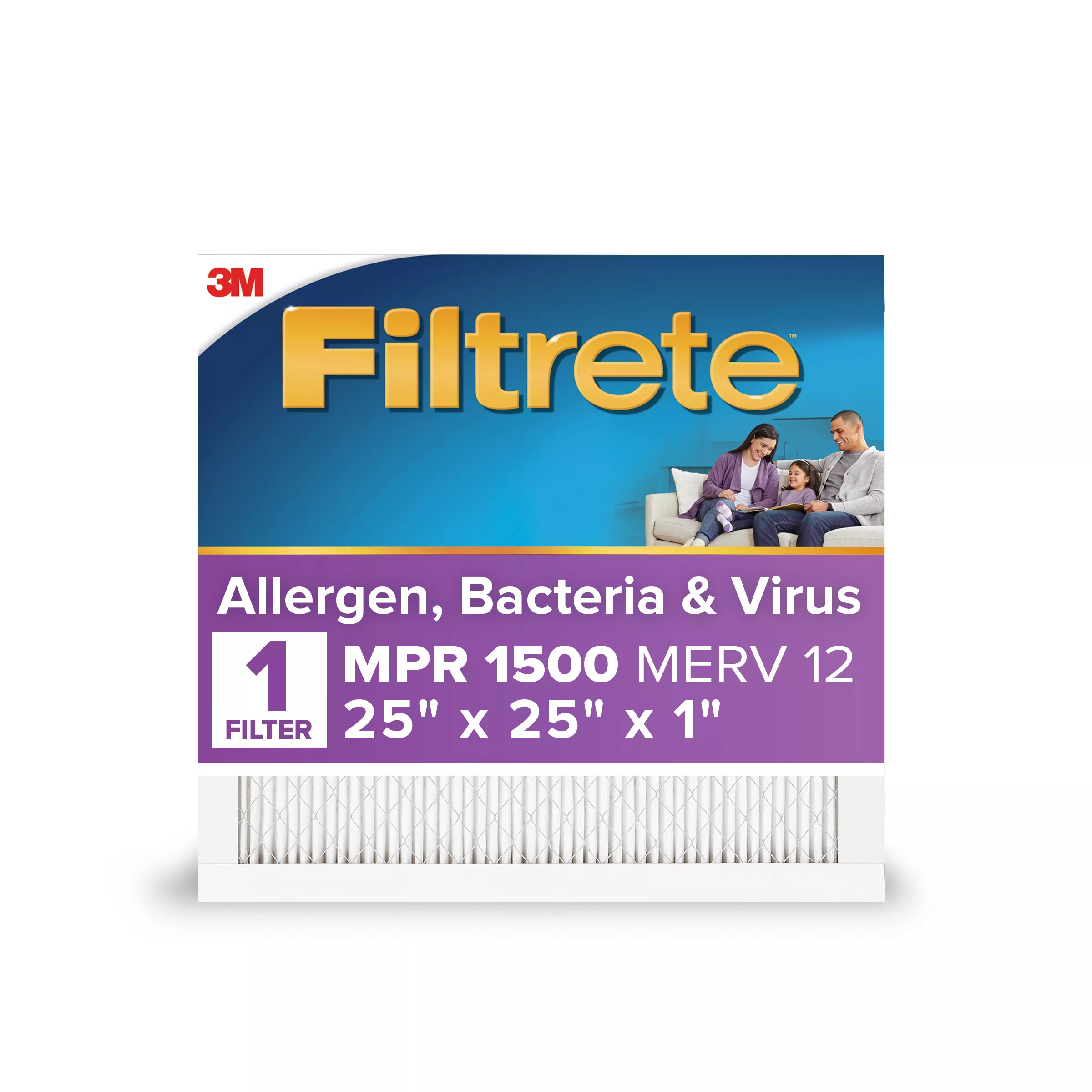 Filtrete™ High Performance Air Filter 1500 MPR 2015DC-4, 25 in x 25 in x 1 in (63.5 cm x 63.5 cm x 2.5 cm)