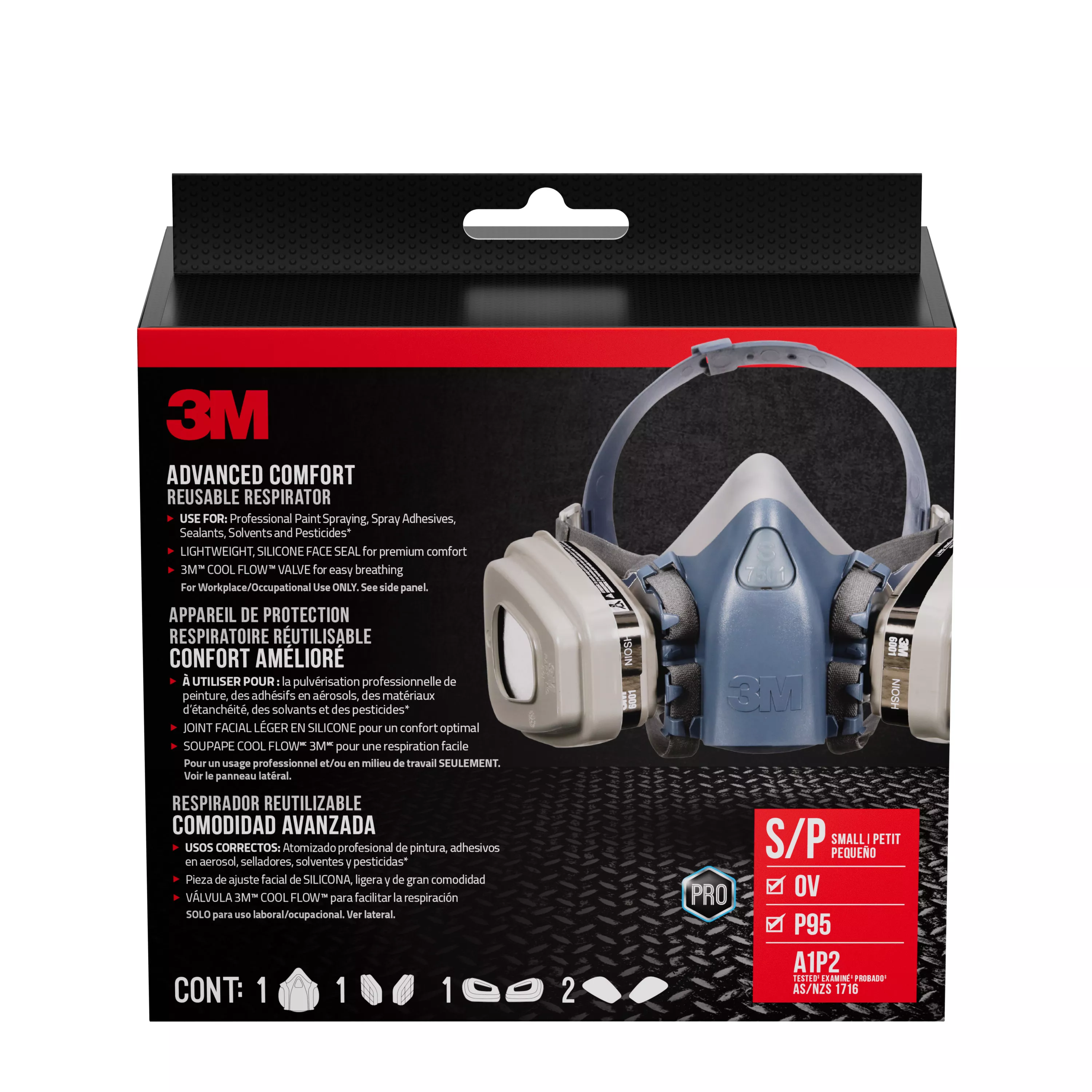 3M™ Professional Paint Respirator 7511PA1-A-PS, Small, 1/pk, 4 pks/cs