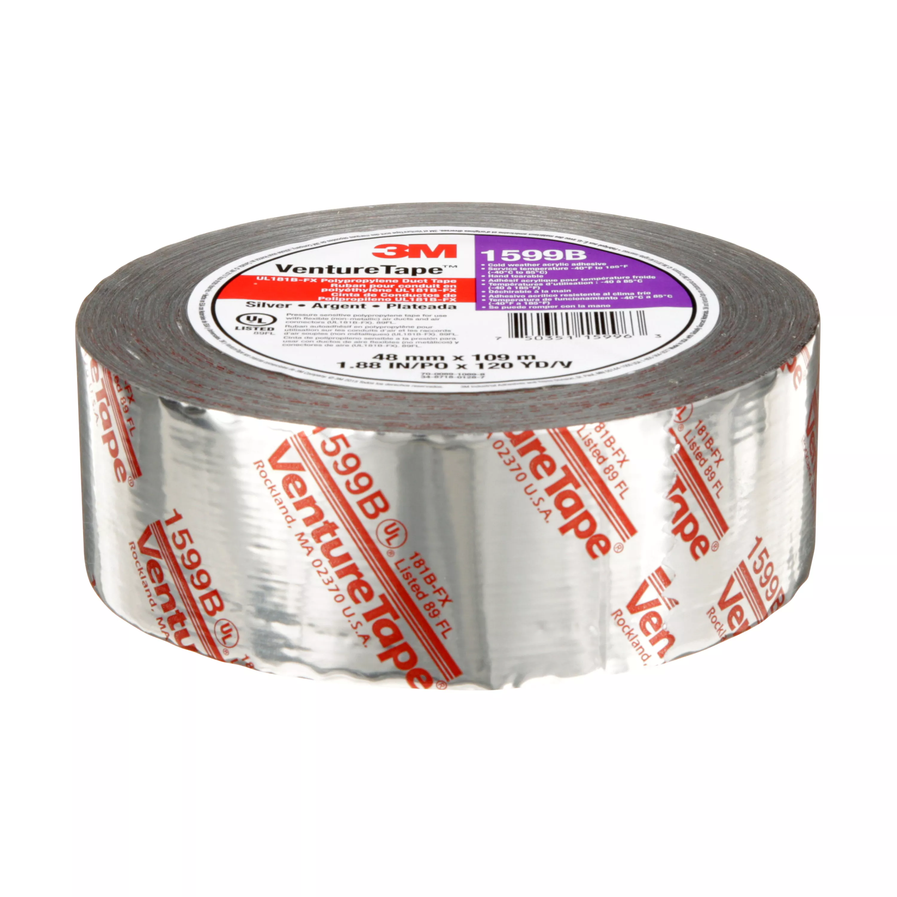 SKU 7100043760 | 3M™ Venture Tape™ UL181B-FX Polypropylene Duct Tape 1599B