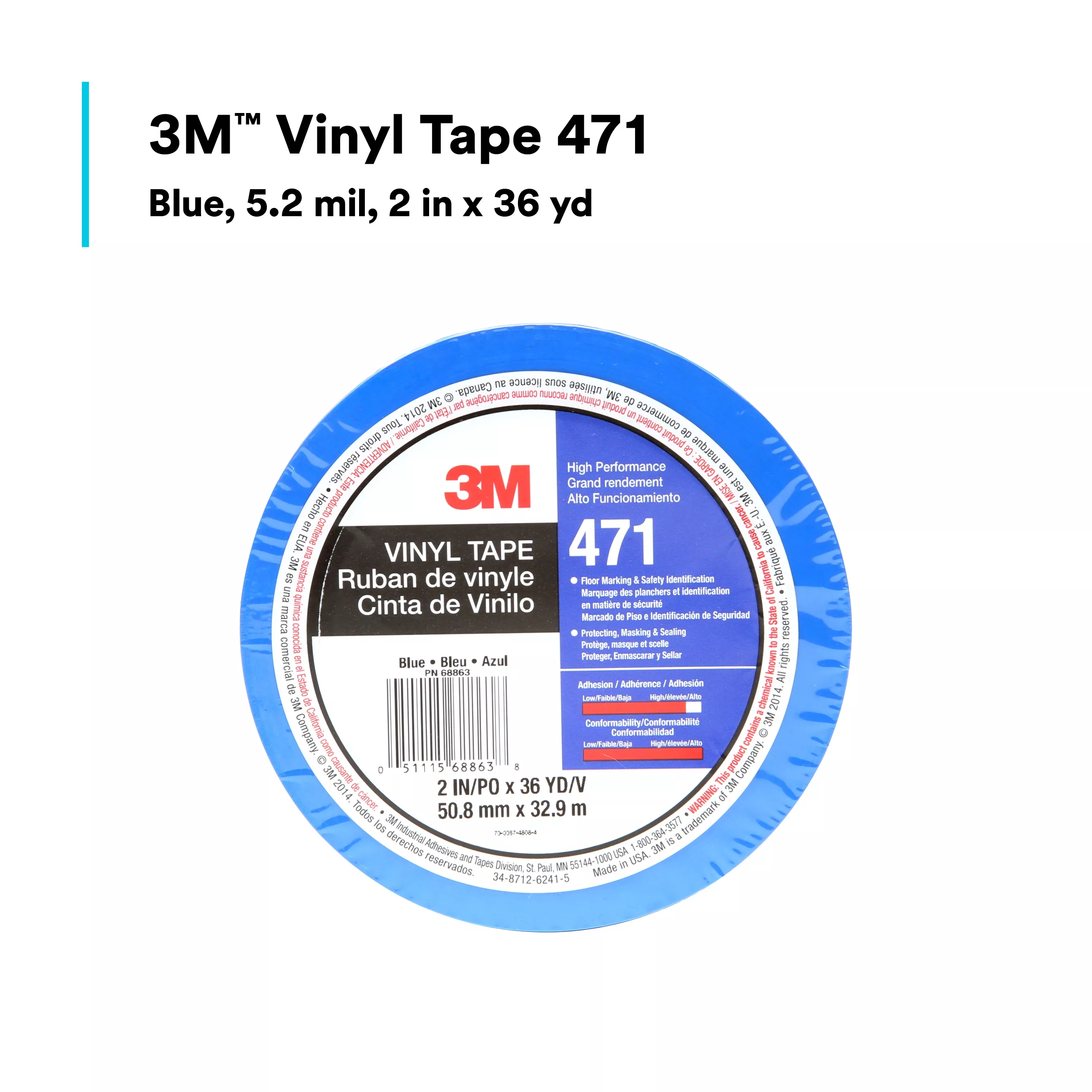 SKU 7100044656 | 3M™ Vinyl Tape 471