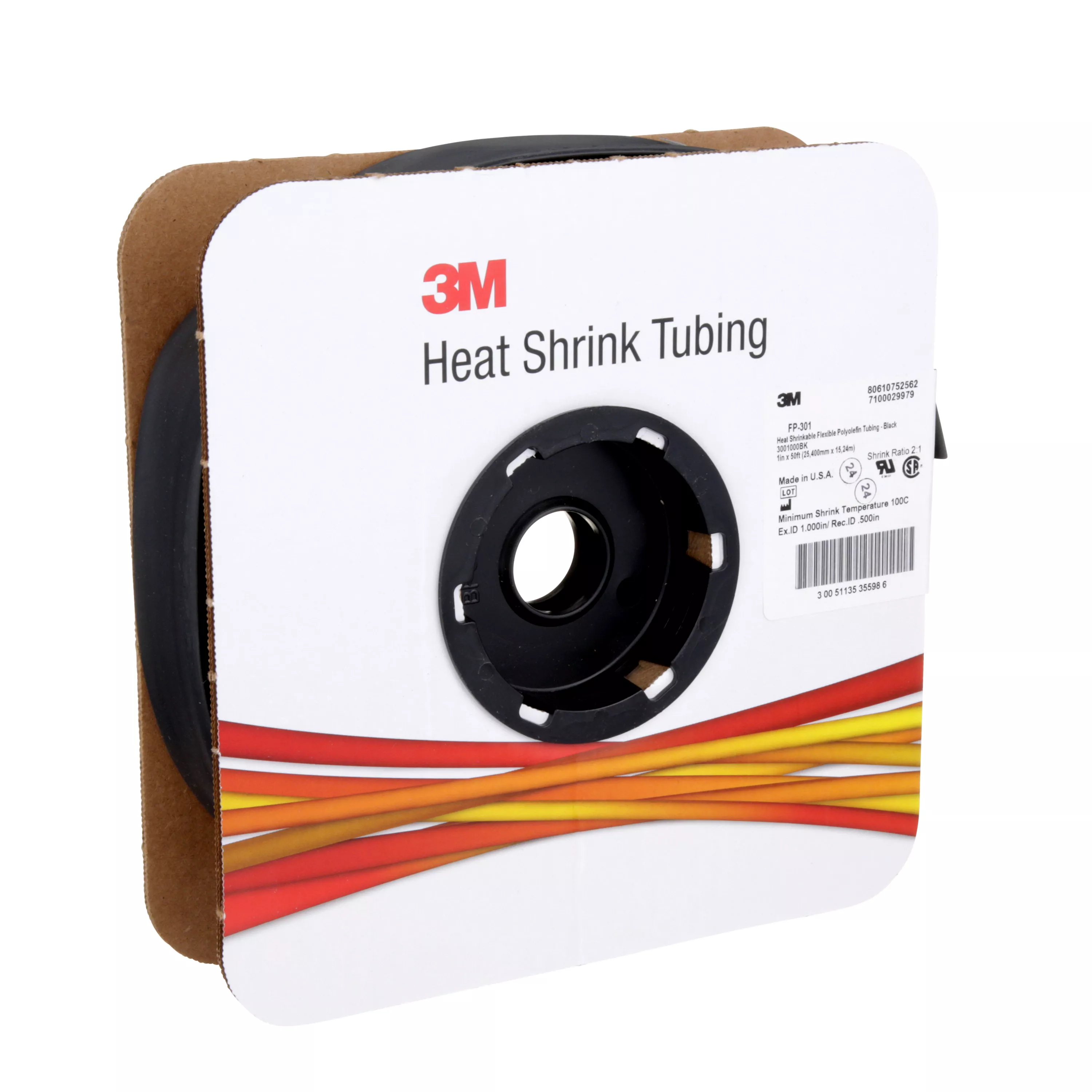 SKU 7100029979 | 3M™ Heat Shrink Thin-Wall Tubing FP-301-1-Black-50'