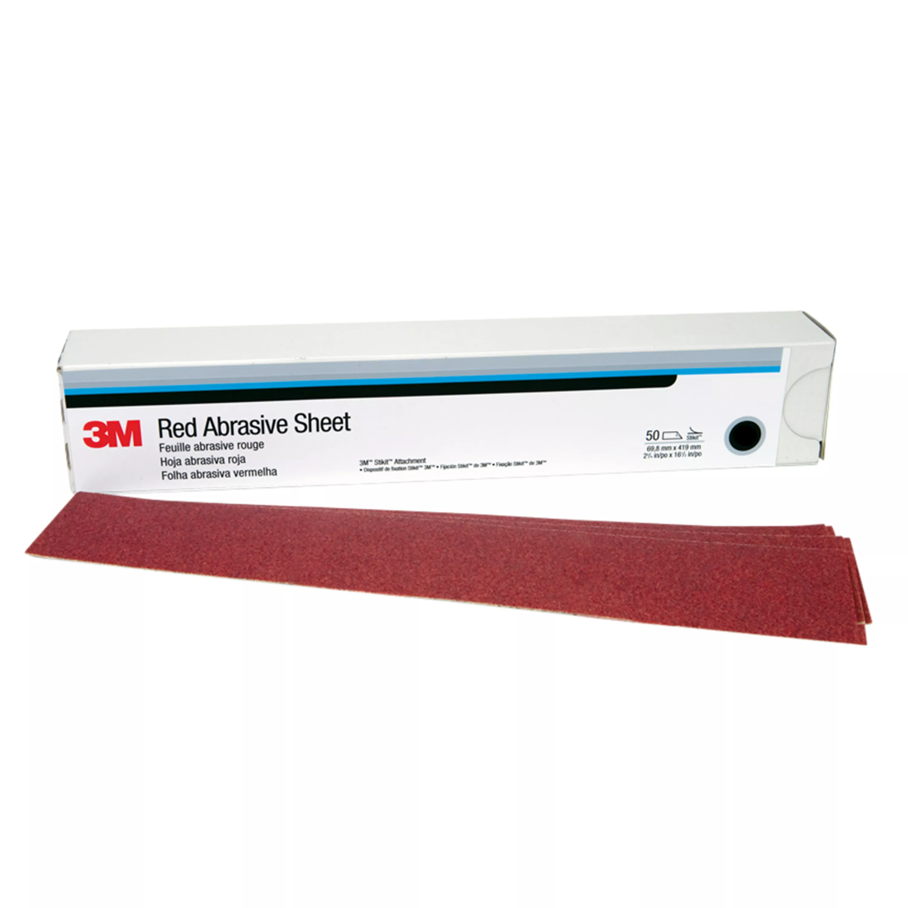 3M™ Hookit™ Red Abrasive Sheet, 01178, P220, 2-3/4 in x 16 1/2 in, 25 sheets per carton, 5 cartons per case