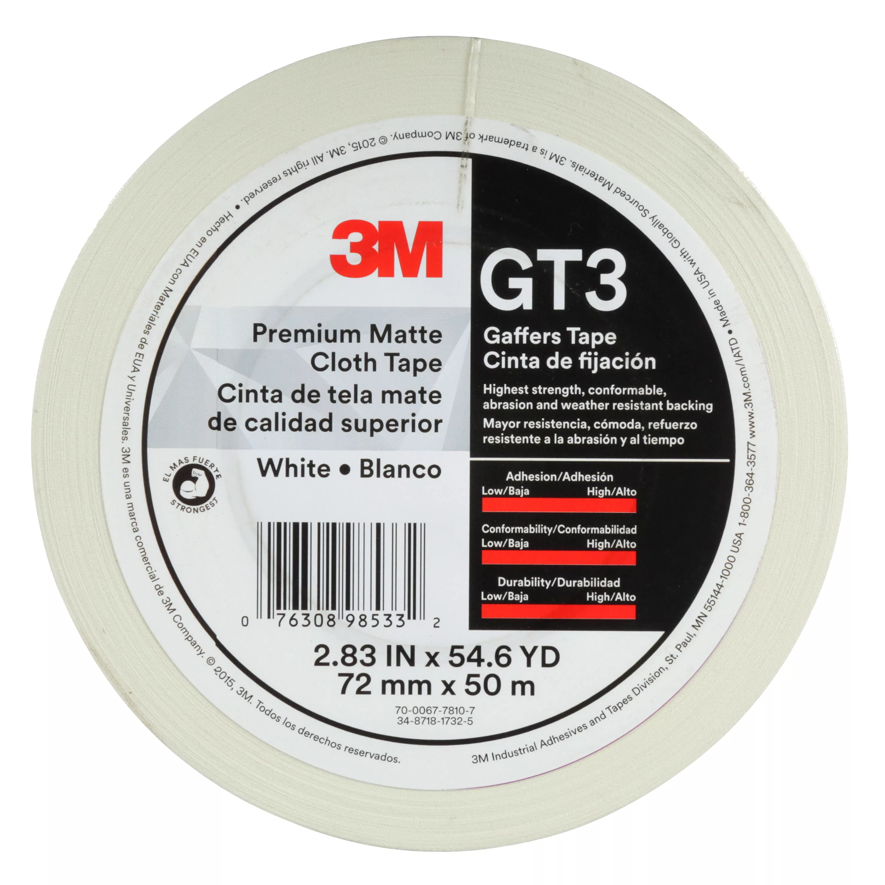 SKU 7010336137 | 3M™ Premium Matte Cloth (Gaffers) Tape GT3